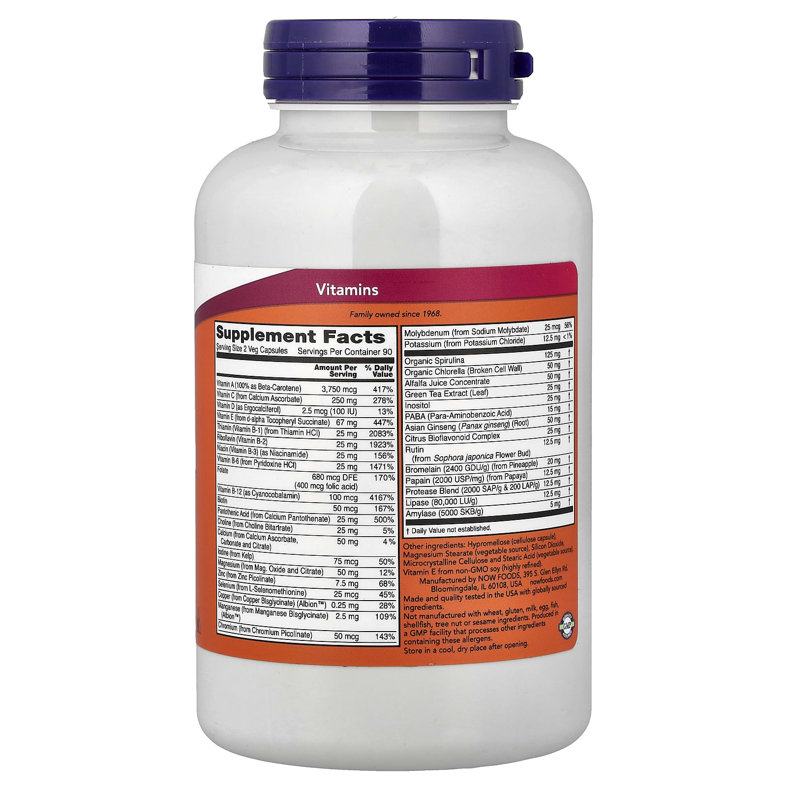 NOW Foods EcoGreen Multi, Iron-Free – 180 gélules végétales — photo 2 sur 2