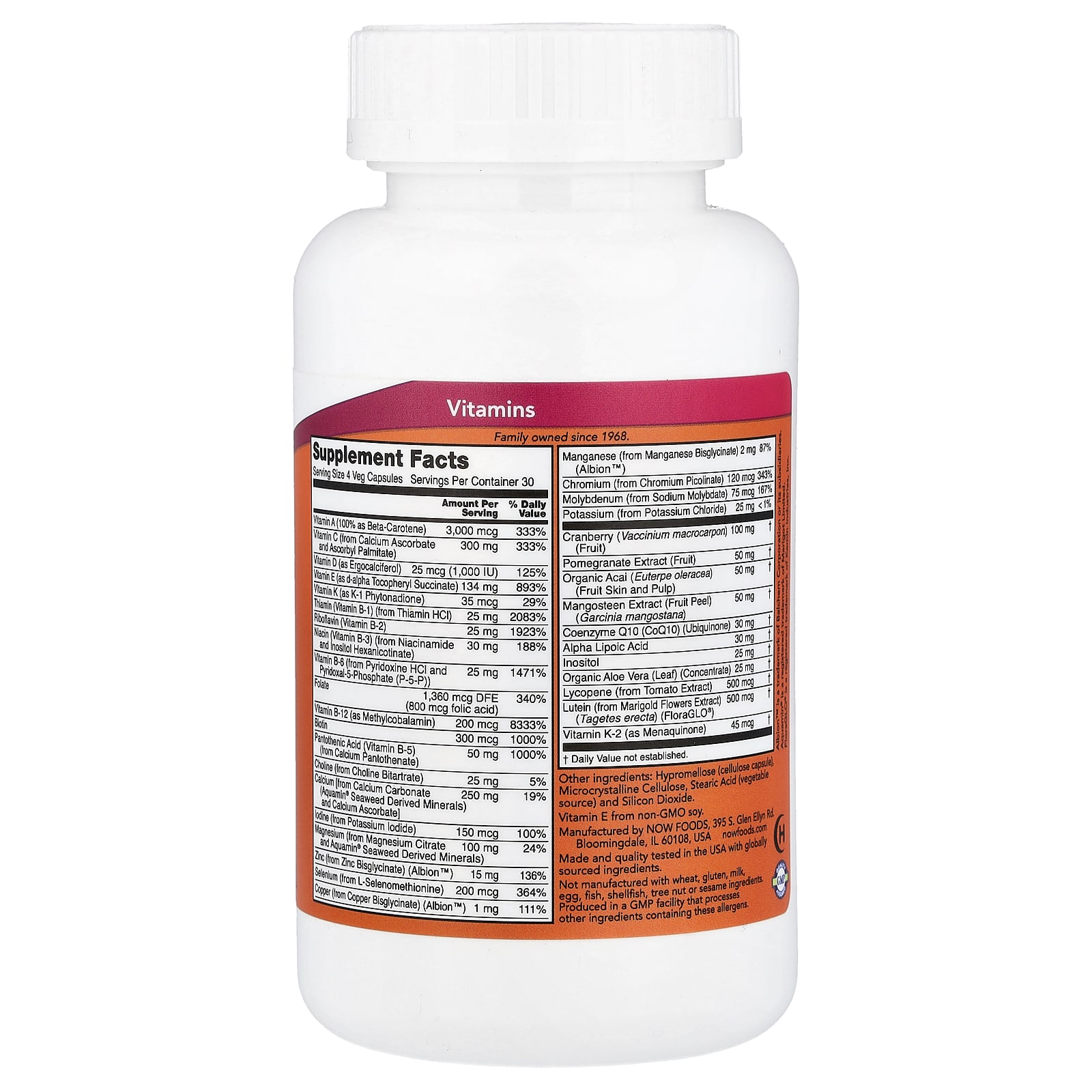 NOW Foods Eve, Superior Women's Multi, Iron-Free – 120 gélules végétales — photo 2 sur 2