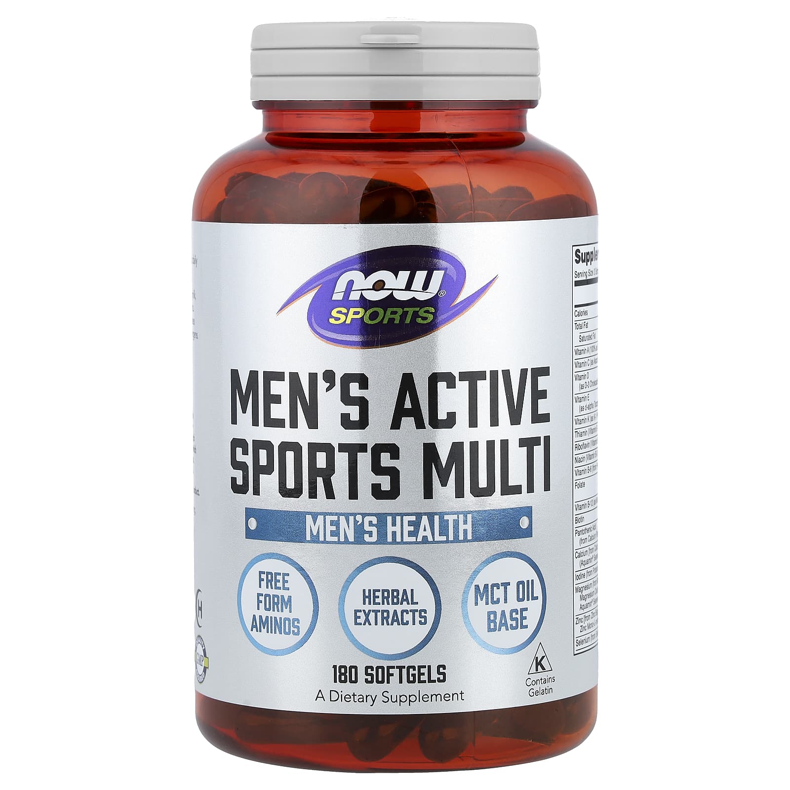 NOW Foods Sports, Men's Active Sports Multi – 180 capsules molles — Tunisie