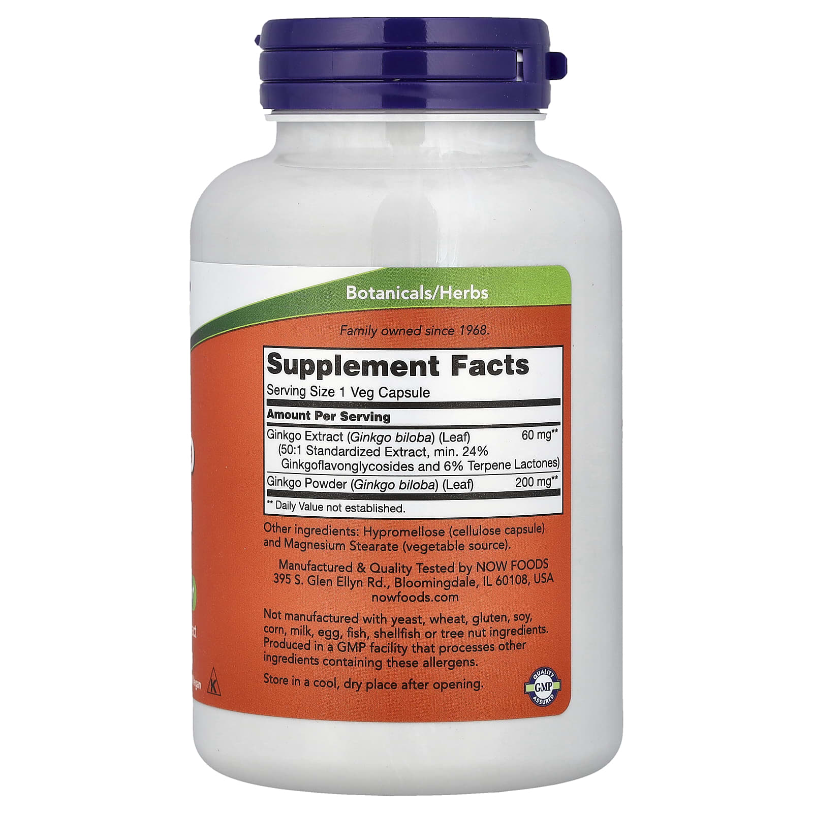 NOW Foods Ginkgo Biloba – 240 gélules végétales — photo 2 sur 2