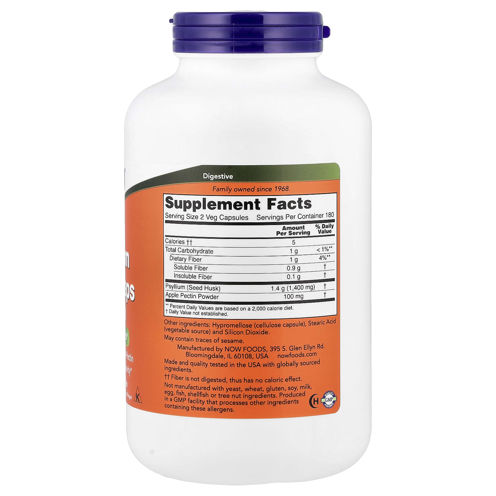 NOW Foods Psyllium Husk Caps – 360 gélules végétales — photo 2 sur 2