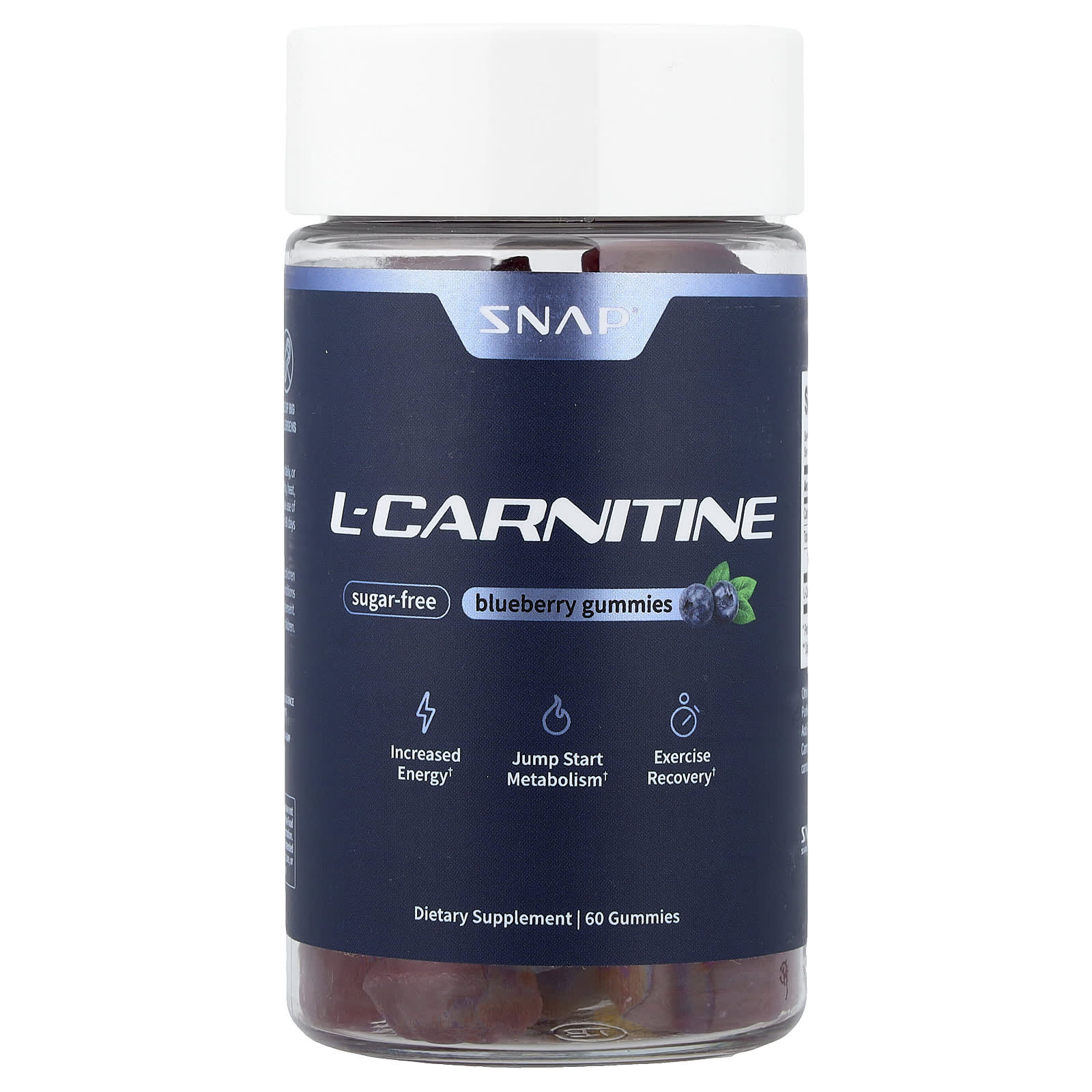 Snap Supplements L-Carnitine Gummies, Sugar Free – Blueberry – 60 gommes — Tunisie