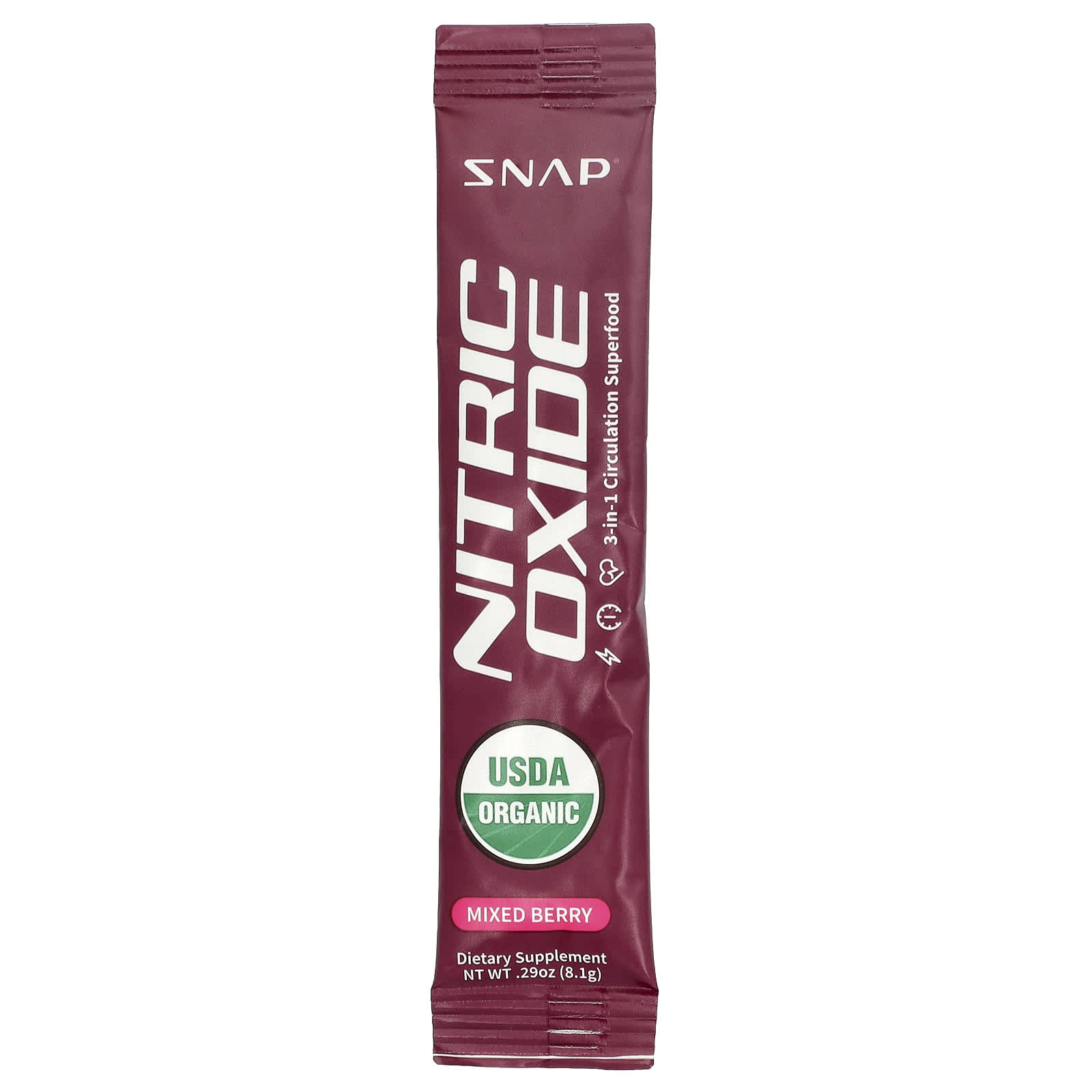 Snap Supplements Nitric Oxide – Mixed Berry – 8,1 g — étiquette 1