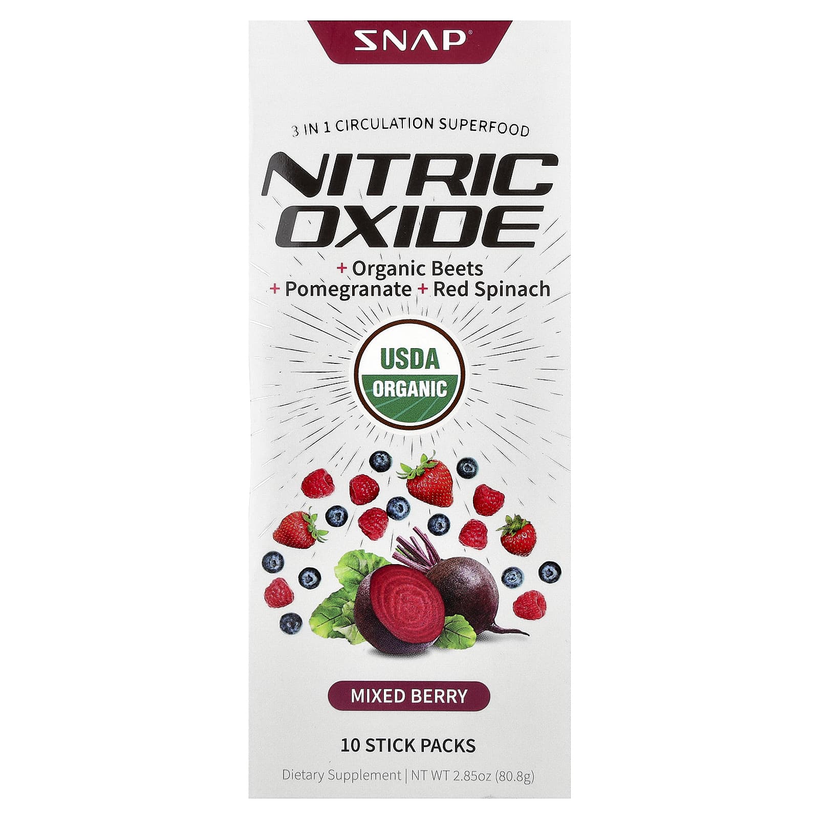 Snap Supplements Nitric Oxide – Mixed Berry – 8,1 g — Tunisie