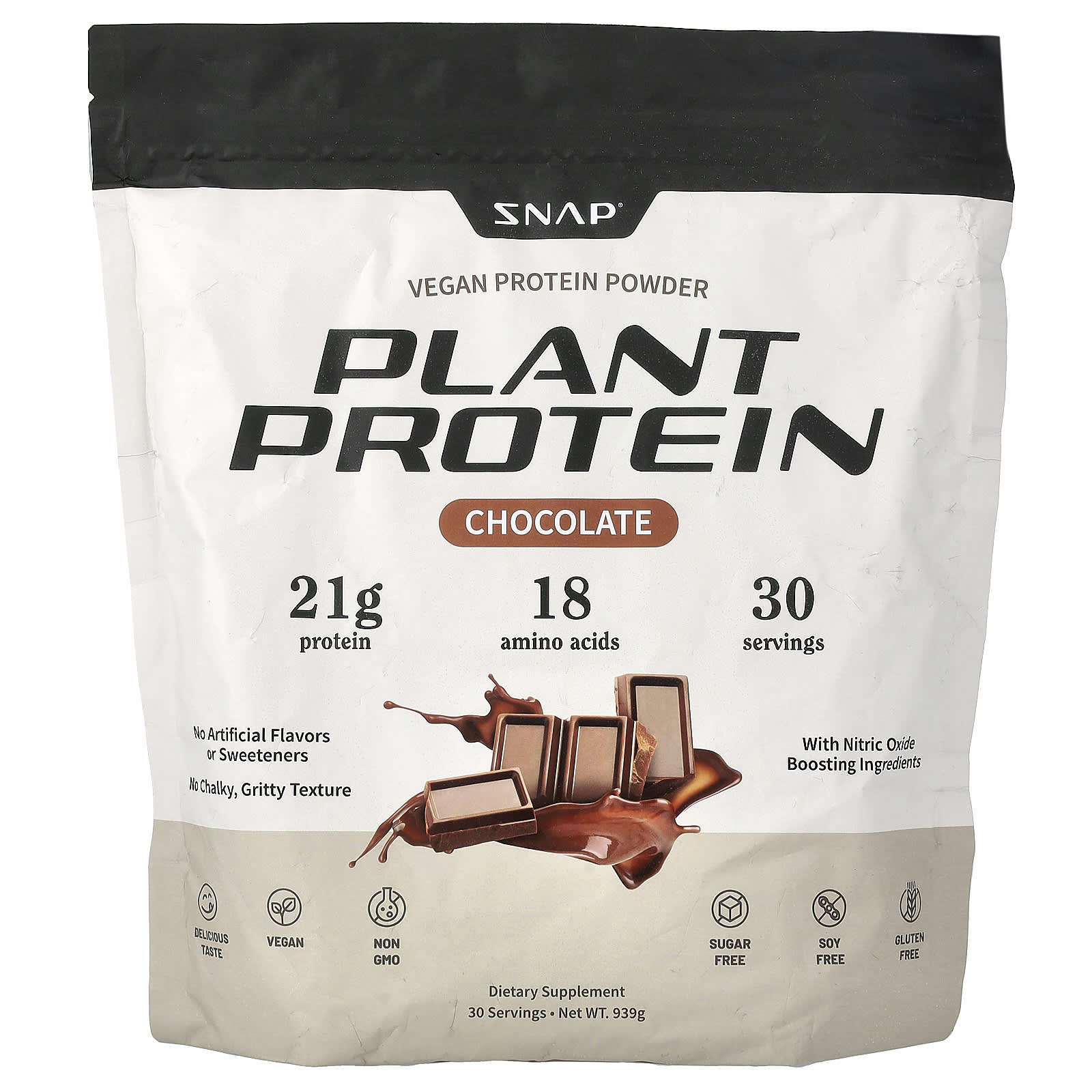 Snap Supplements Plant Protein, Vegan Protein Powder – Chocolate – 939 g — Tunisie