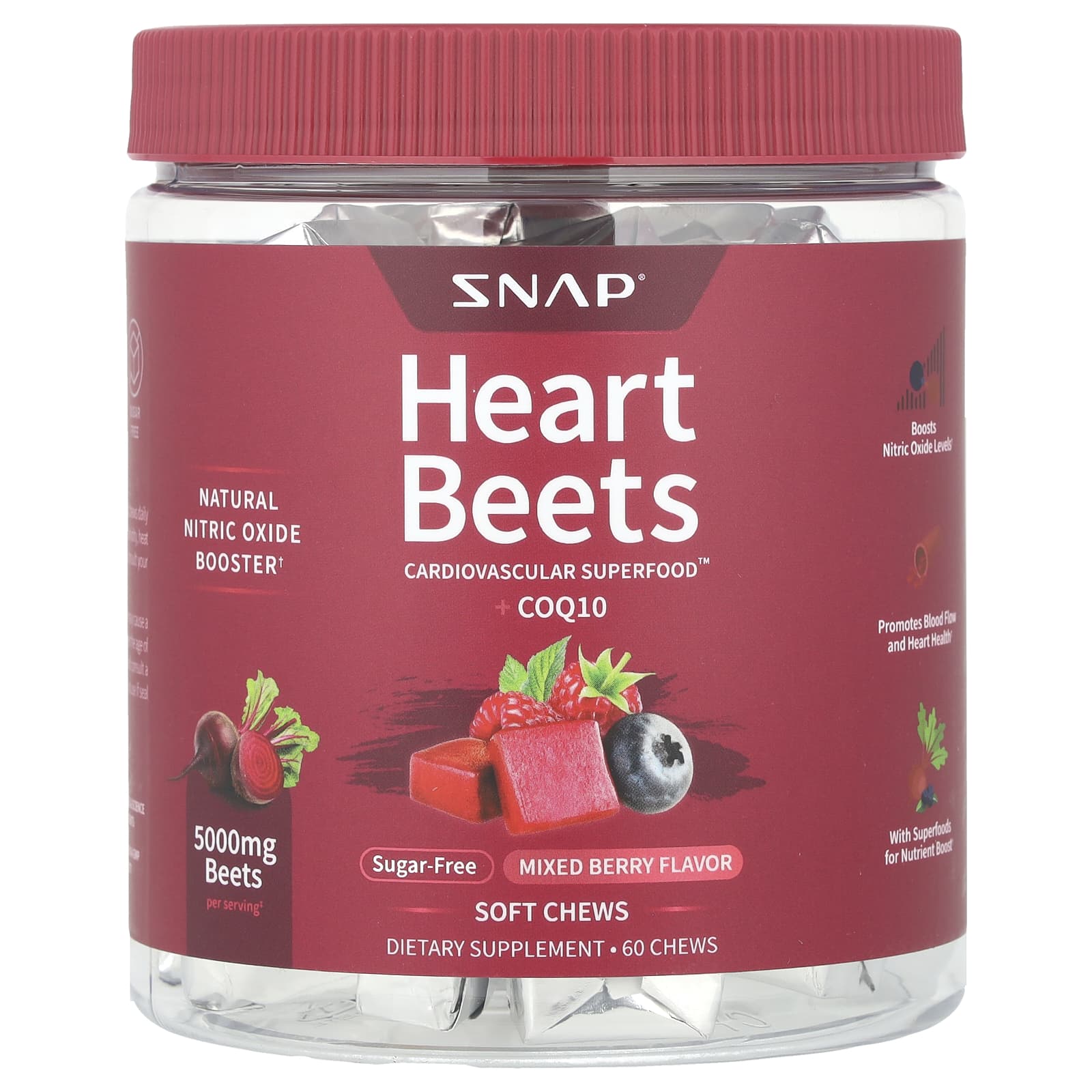 Snap Supplements Heart Beets + CoQ10, 60 Soft Chews – Mixed Berry — Tunisie