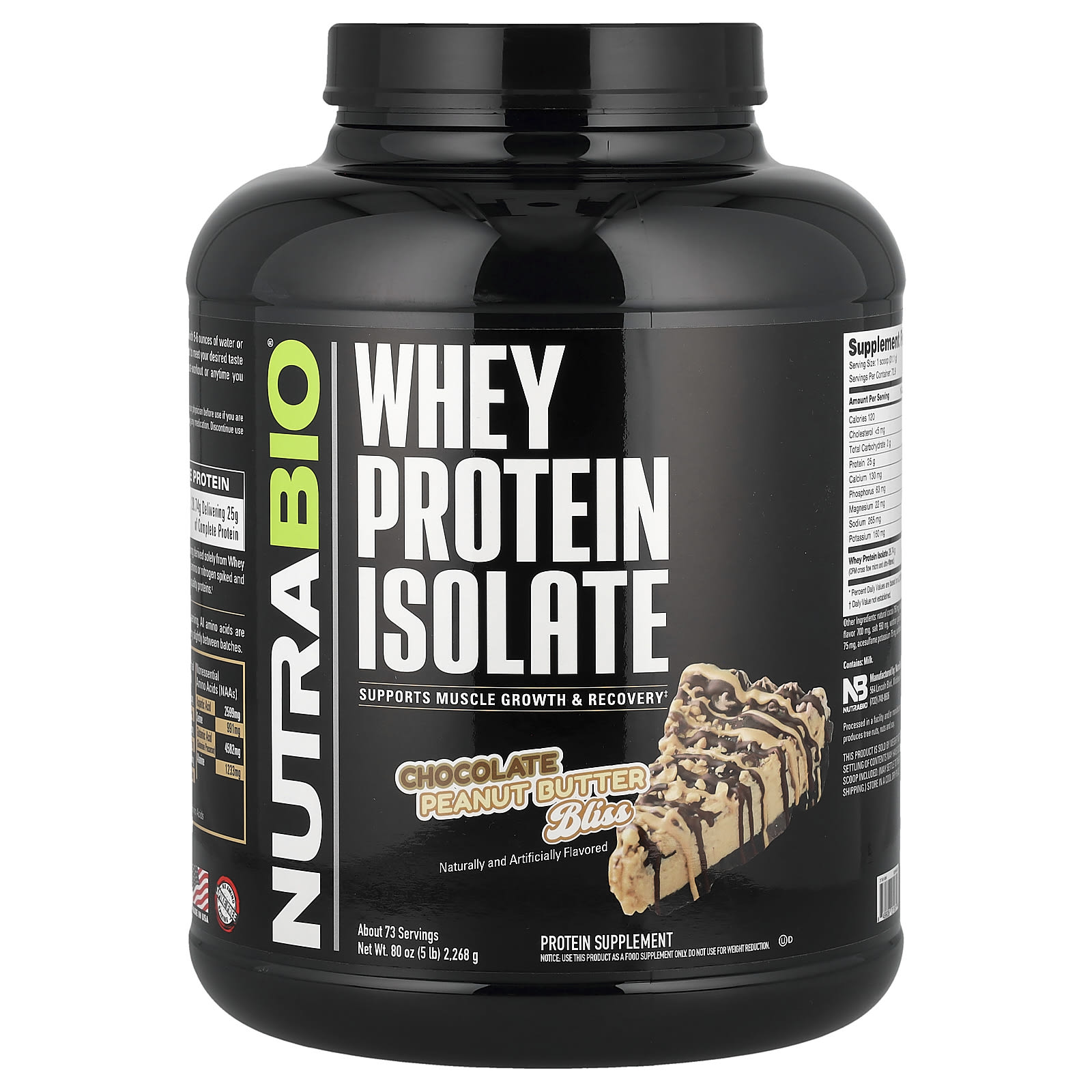 NutraBio Whey Protein Isolate – Chocolate Peanut Butter Bliss – 2268 g — Tunisie