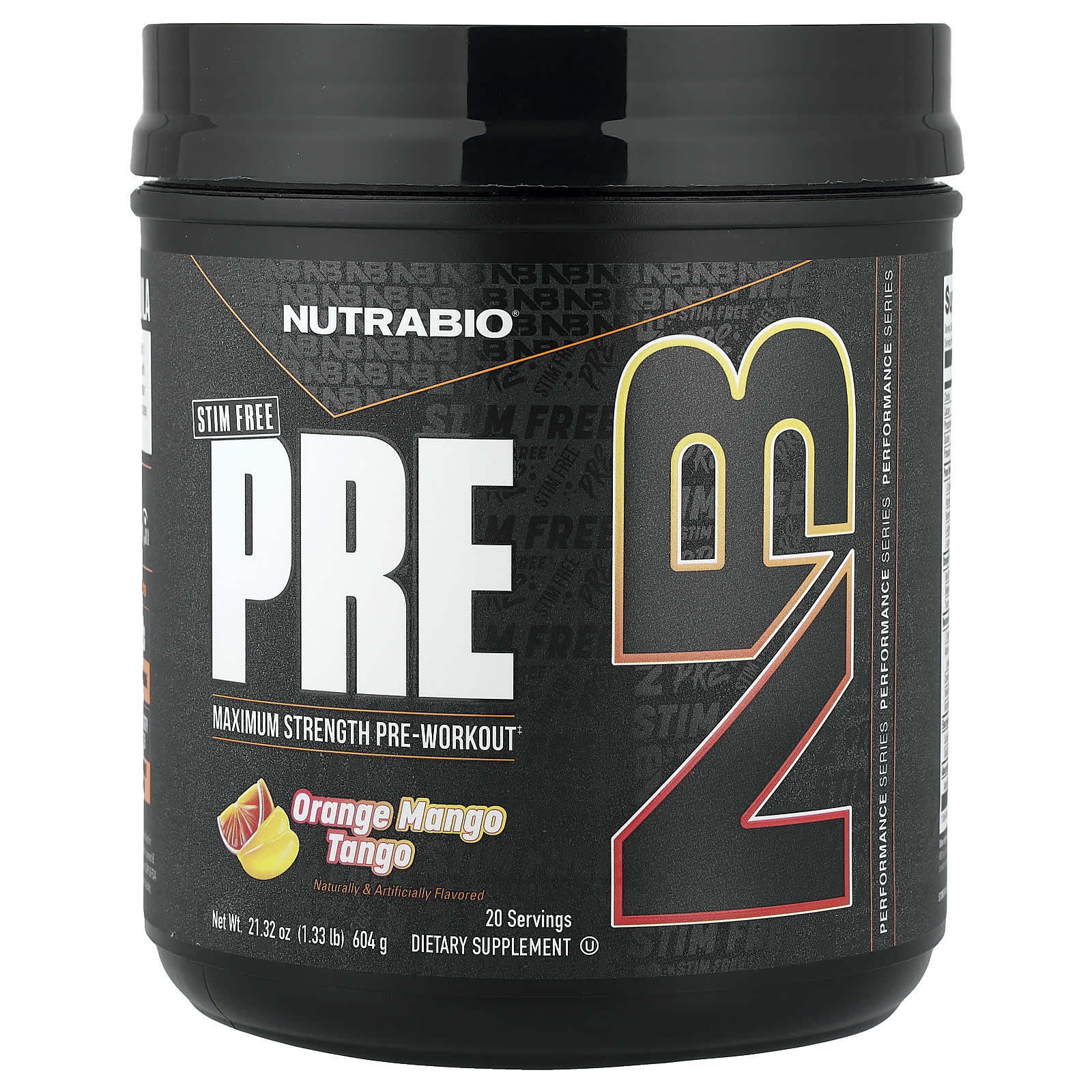 NutraBio PRE-Workout, Stim Free – Orange Mango Tango – 604 g — Tunisie