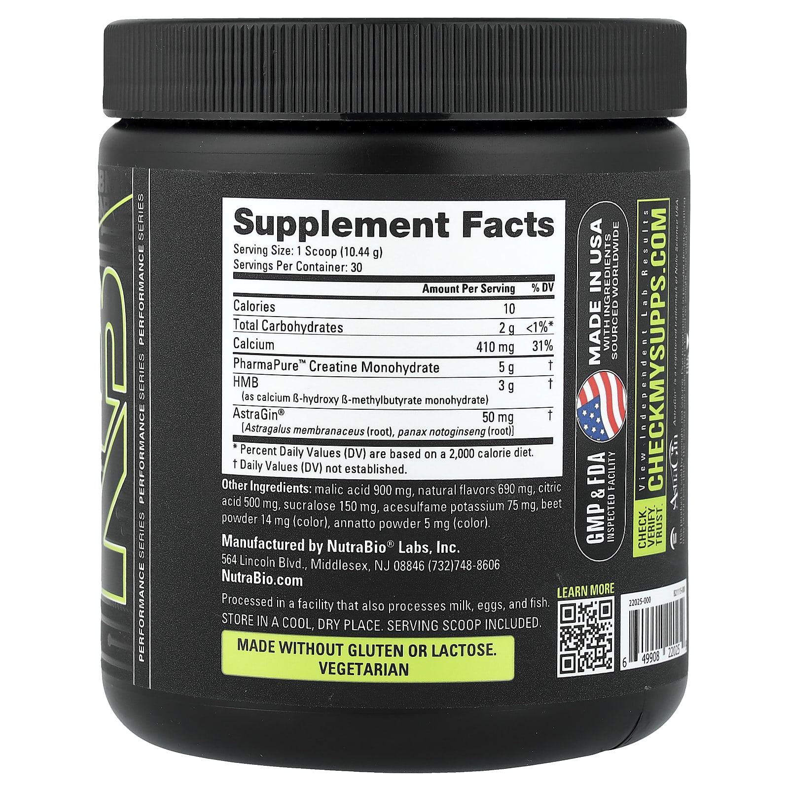 NutraBio Creatine + HMB – Paradise Punch – 313 g — photo 2 sur 2