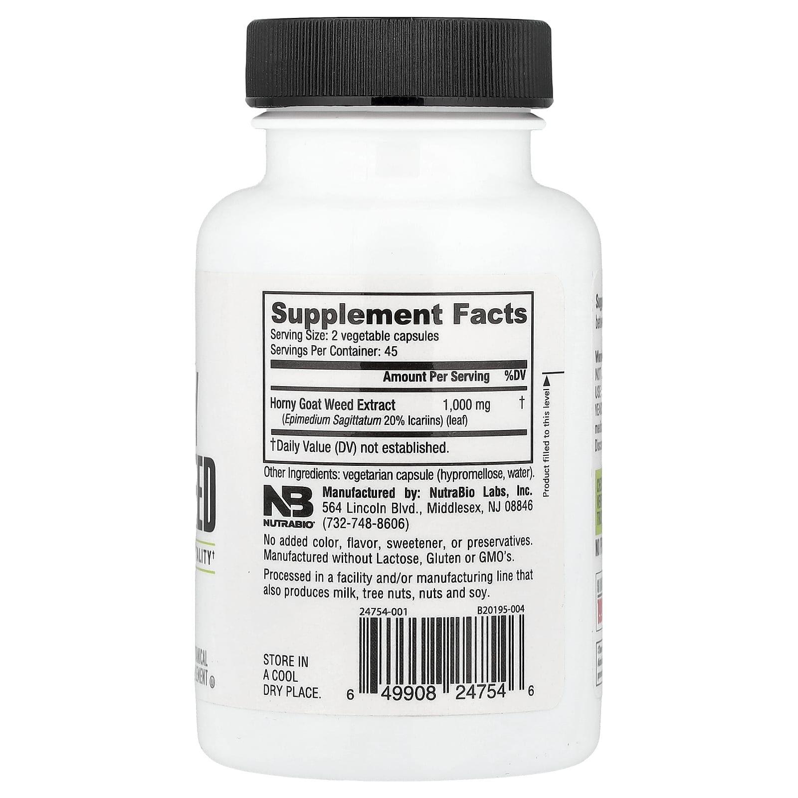 NutraBio Horny Goat Weed – 90 gélules — photo 2 sur 2