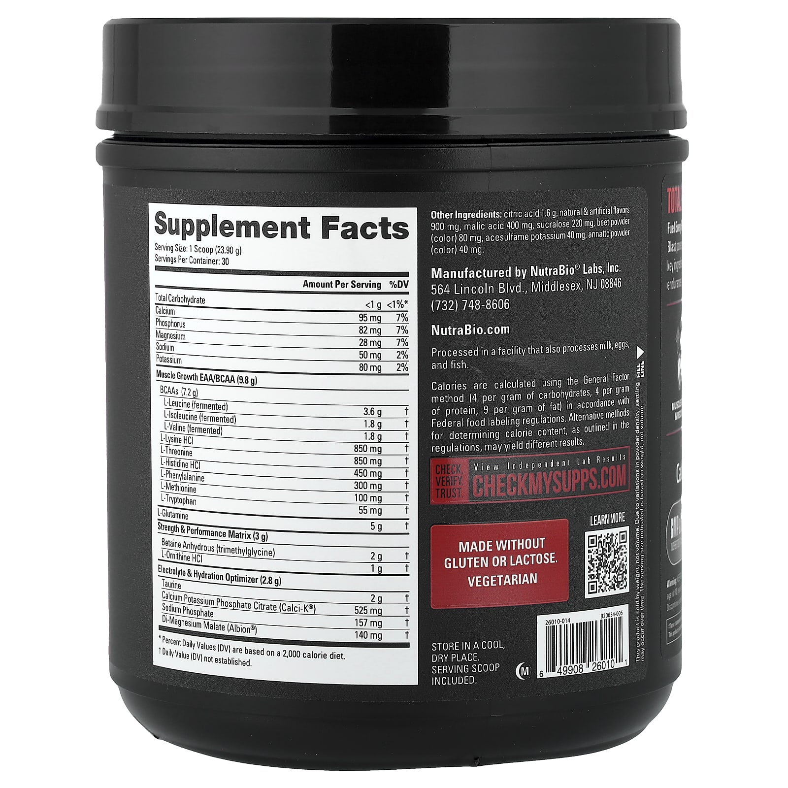 NutraBio Intra Blast, Advanced Intra-Workout – Tropical Fruit Punch – 717 g — photo 2 sur 2