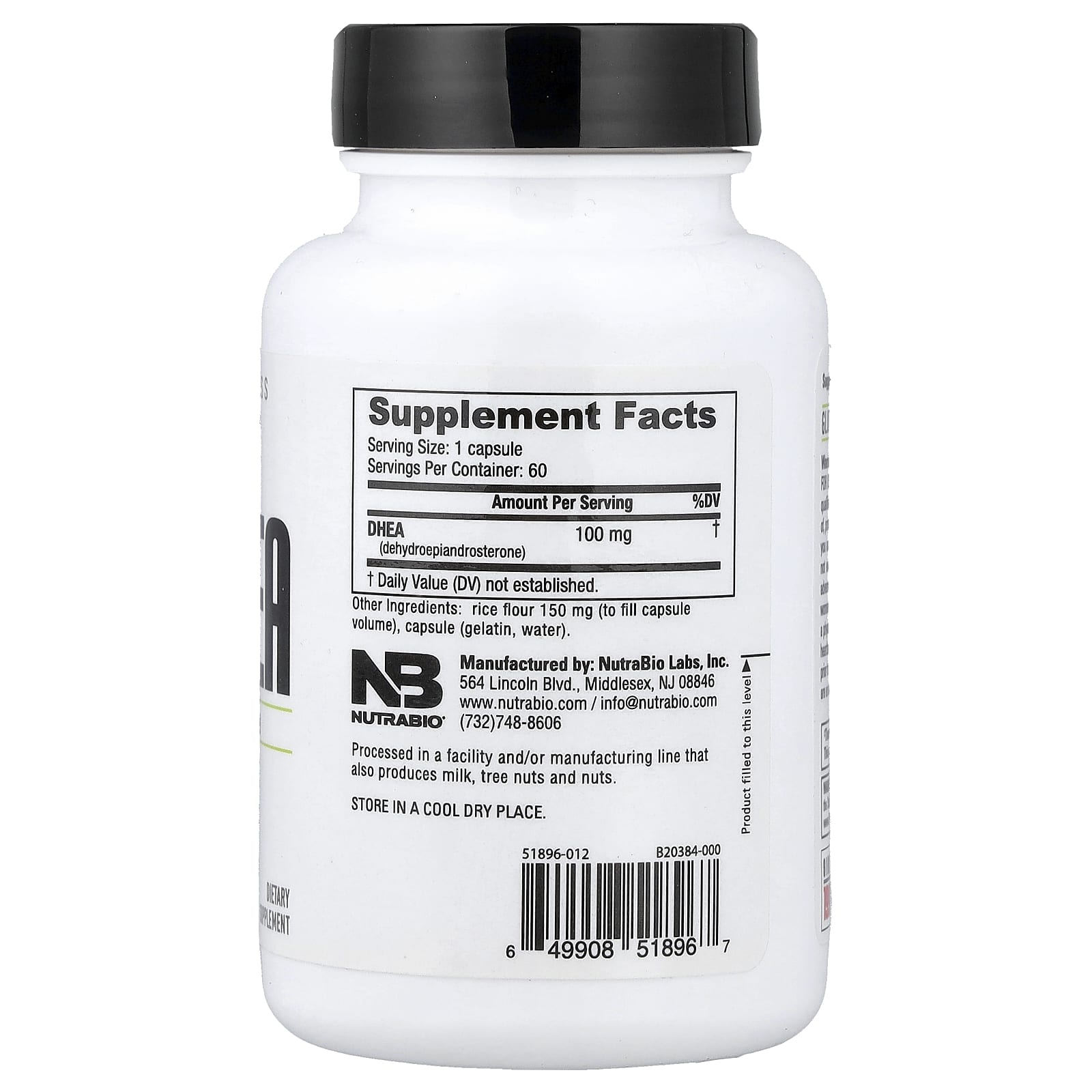 NutraBio DHEA – 60 gélules — photo 2 sur 2