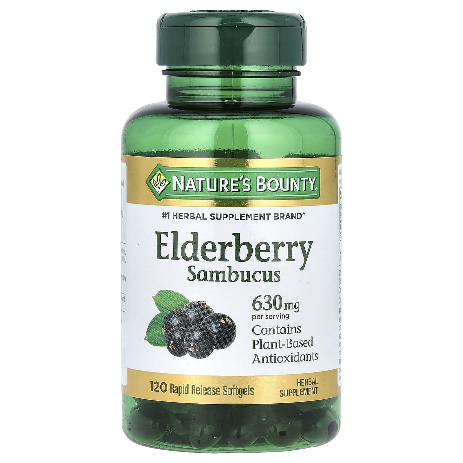 Nature's Bounty Elderberry Sambucus, 120 Rapid Release Softgels (210 mg per Softgel) – Elderberry Sambucus — Tunisie