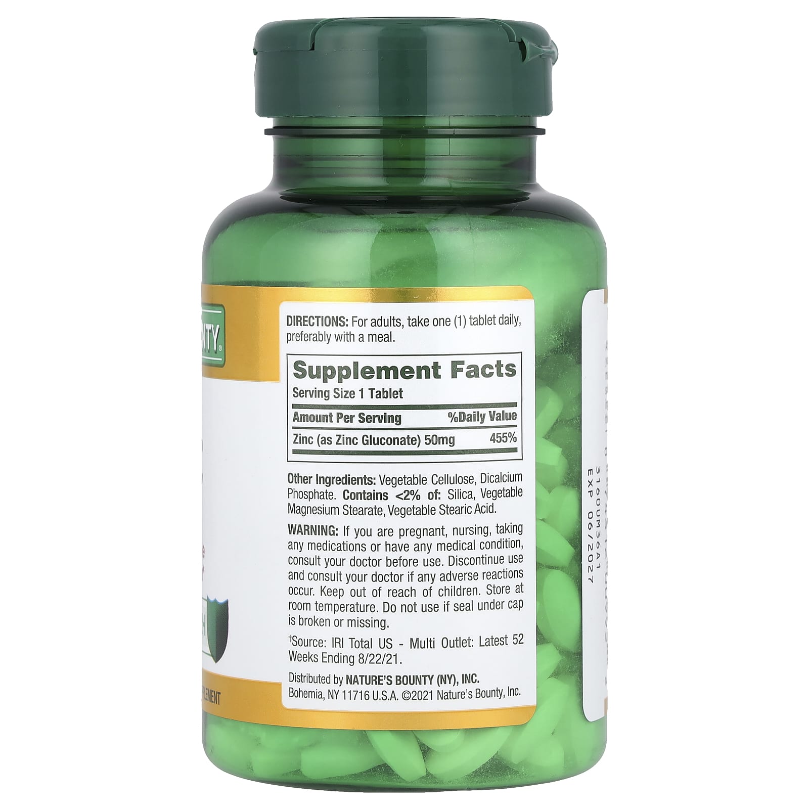 Nature's Bounty Zinc – 200 comprimés — photo 2 sur 2