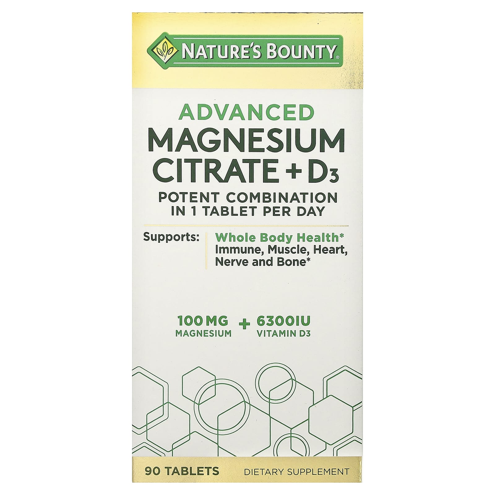 Nature's Bounty Advanced Magnesium Citrate + D3 – 90 comprimés — Tunisie