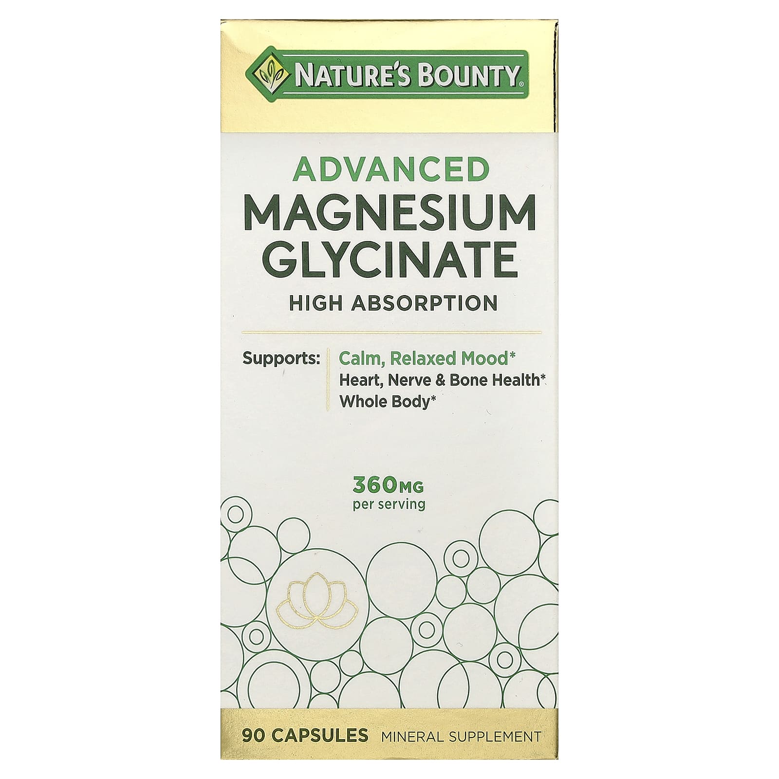 Nature's Bounty Advanced Magnesium Glycinate, High Absorption – 90 gélules — Tunisie