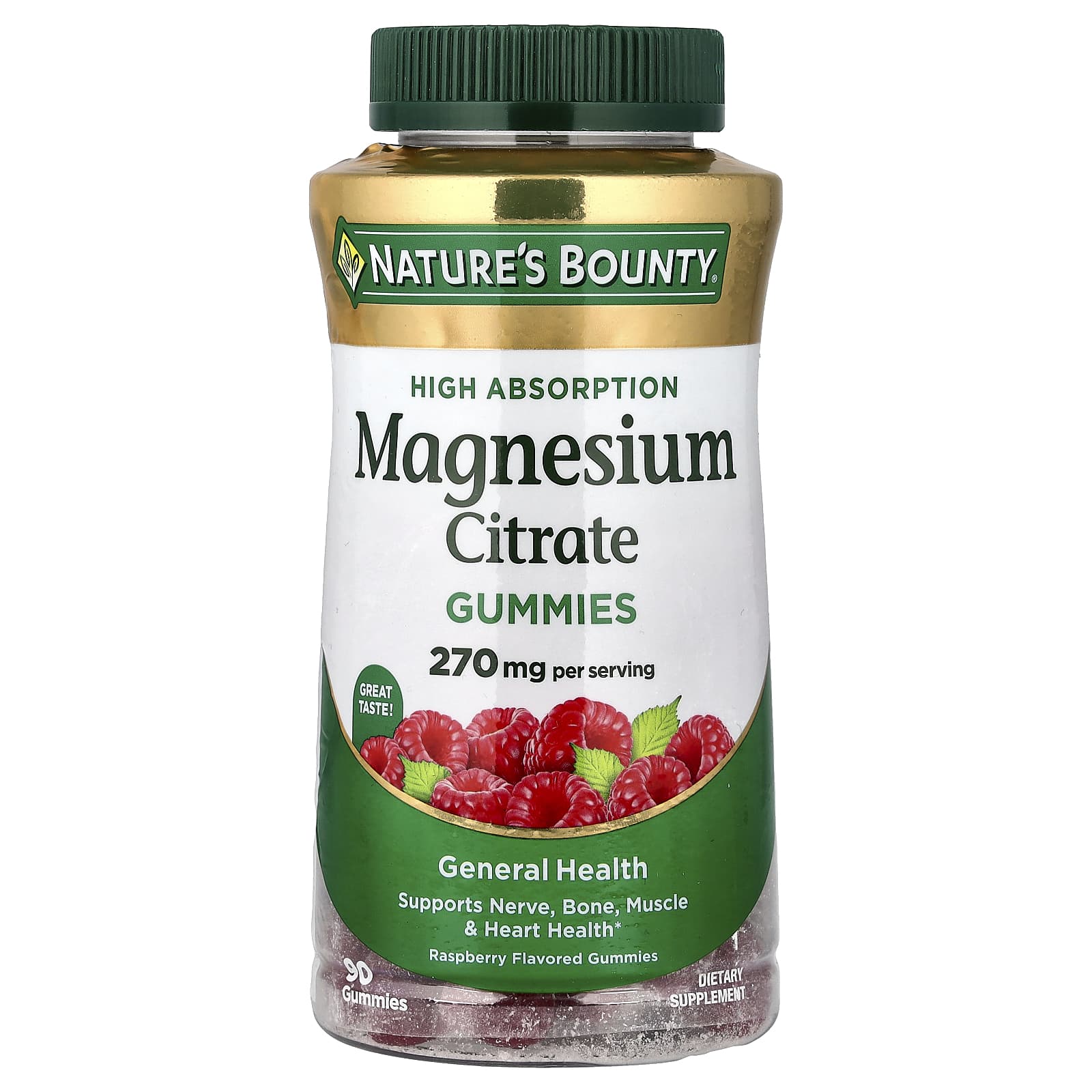 Nature's Bounty Magnesium Citrate Gummies, High Absorption – Raspberry – 90 gommes — Tunisie