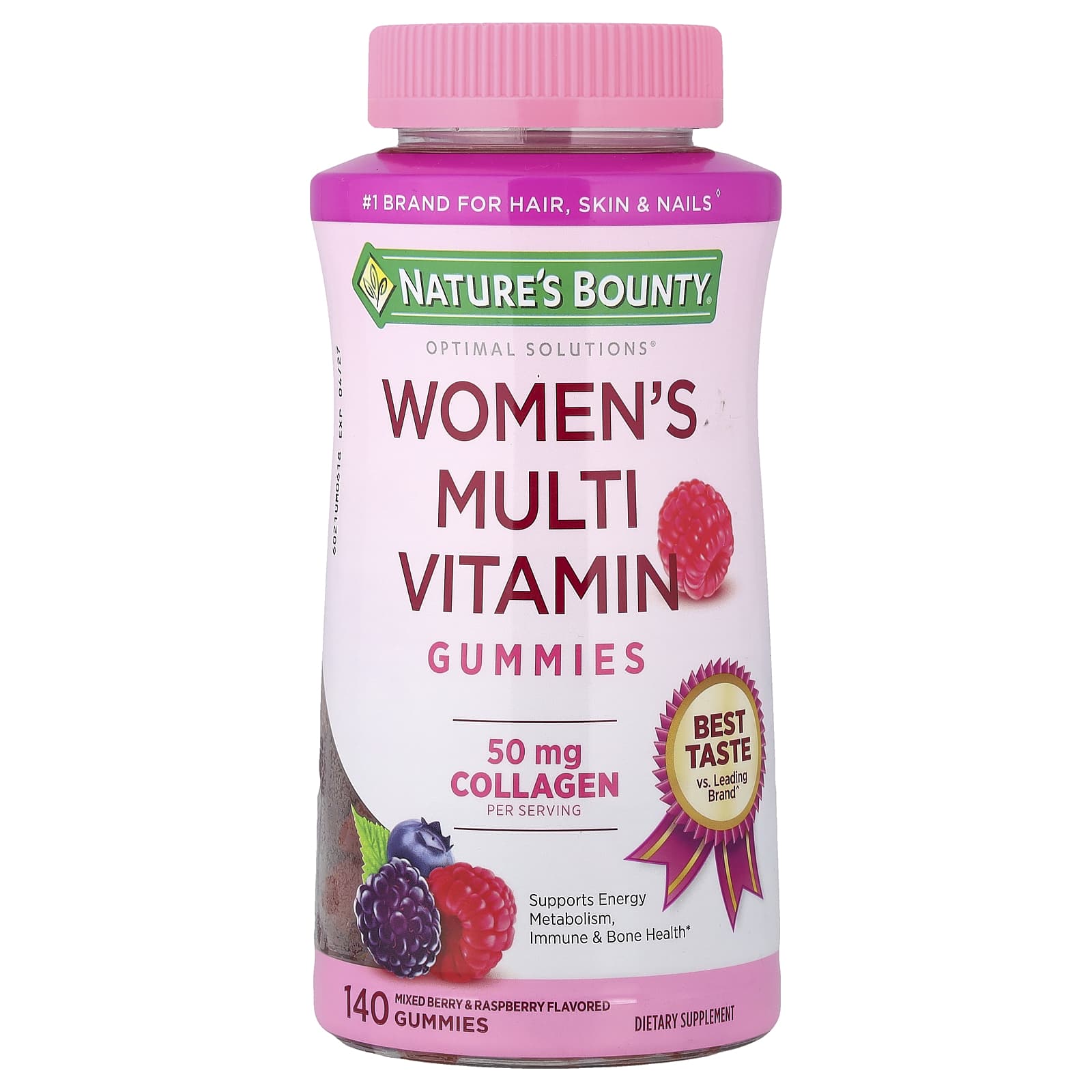Nature's Bounty Optimal Solutions, Women's Multi Vitamin Gummies – Mixed Berry & Raspberry – 140 gommes — Tunisie