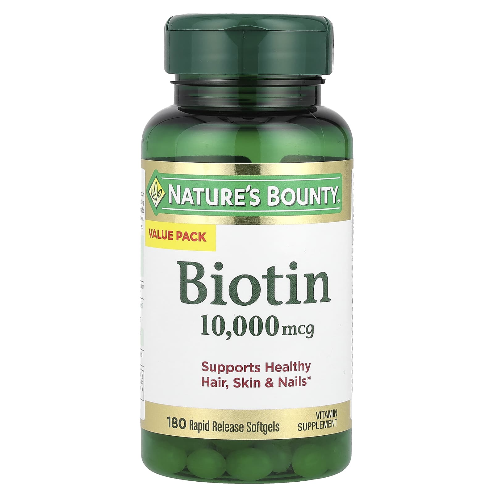 Nature's Bounty Biotin – 180 capsules molles – 10000 µg — Tunisie
