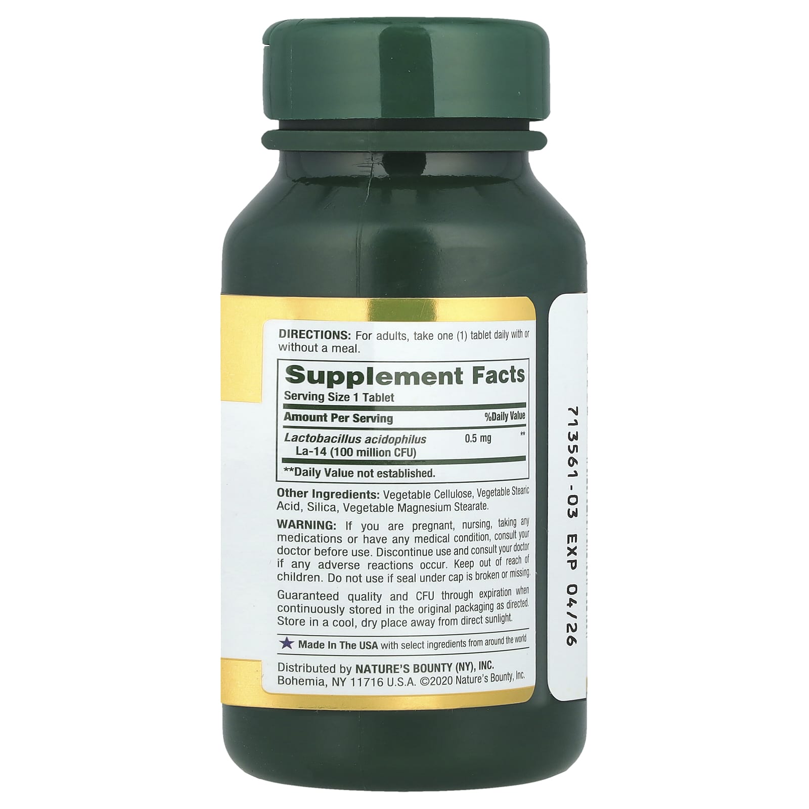 Nature's Bounty Acidophilus Probiotic – 120 comprimés — photo 2 sur 2