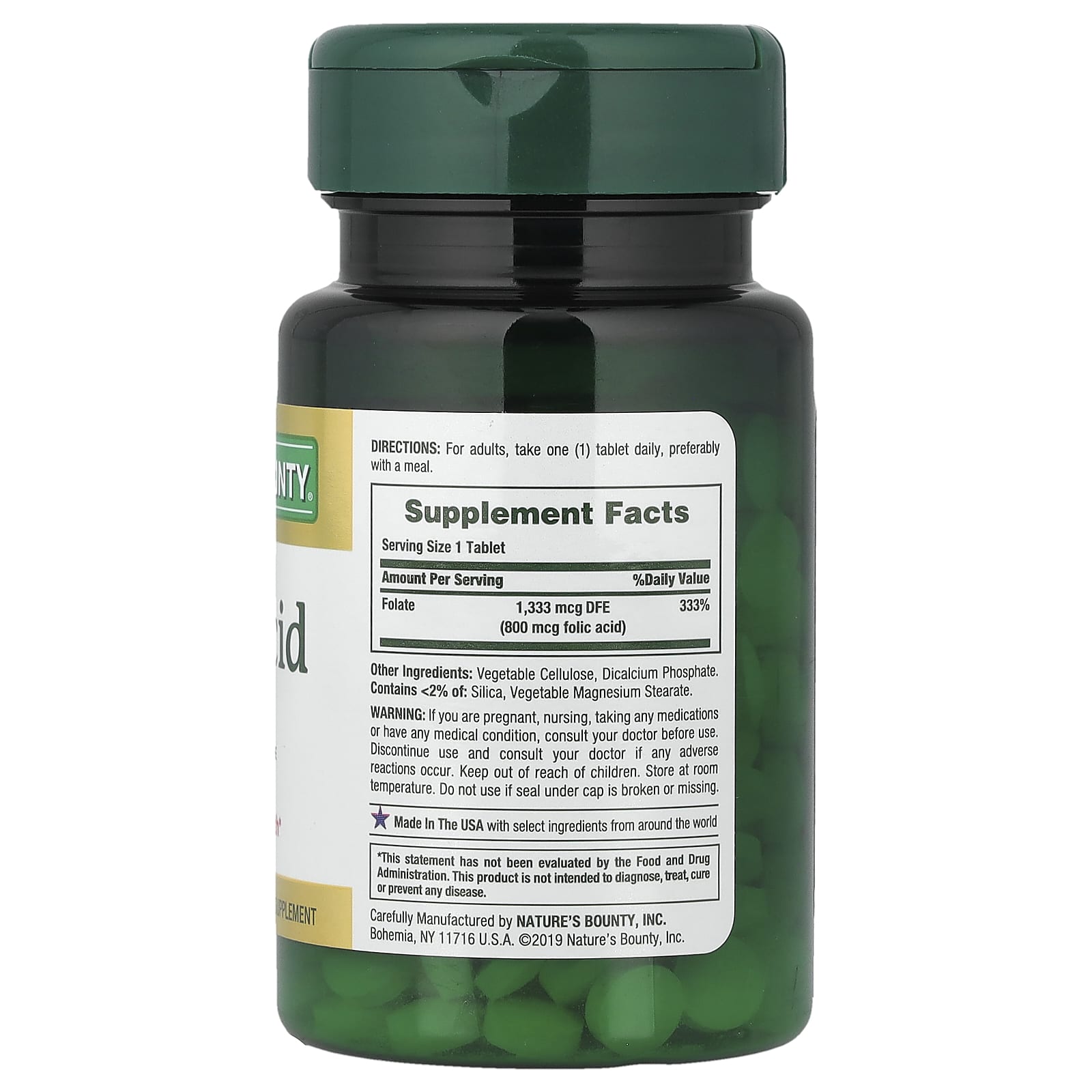 Nature's Bounty Folic Acid – 250 comprimés — photo 2 sur 2