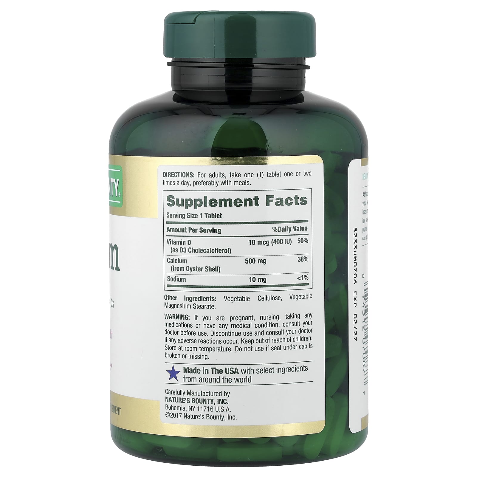 Nature's Bounty Calcium with Vitamin D3 – 300 comprimés — photo 2 sur 2