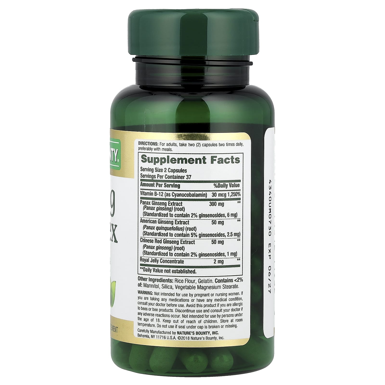 Nature's Bounty Ginseng Complex – 75 gélules — photo 2 sur 2