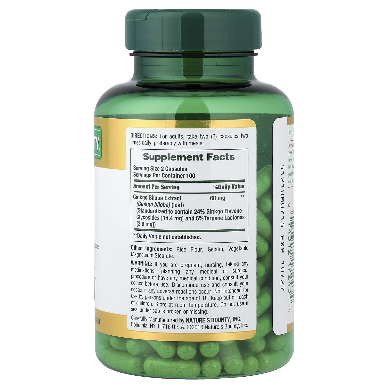 Nature's Bounty Ginkgo Biloba – 200 gélules — photo 2 sur 2