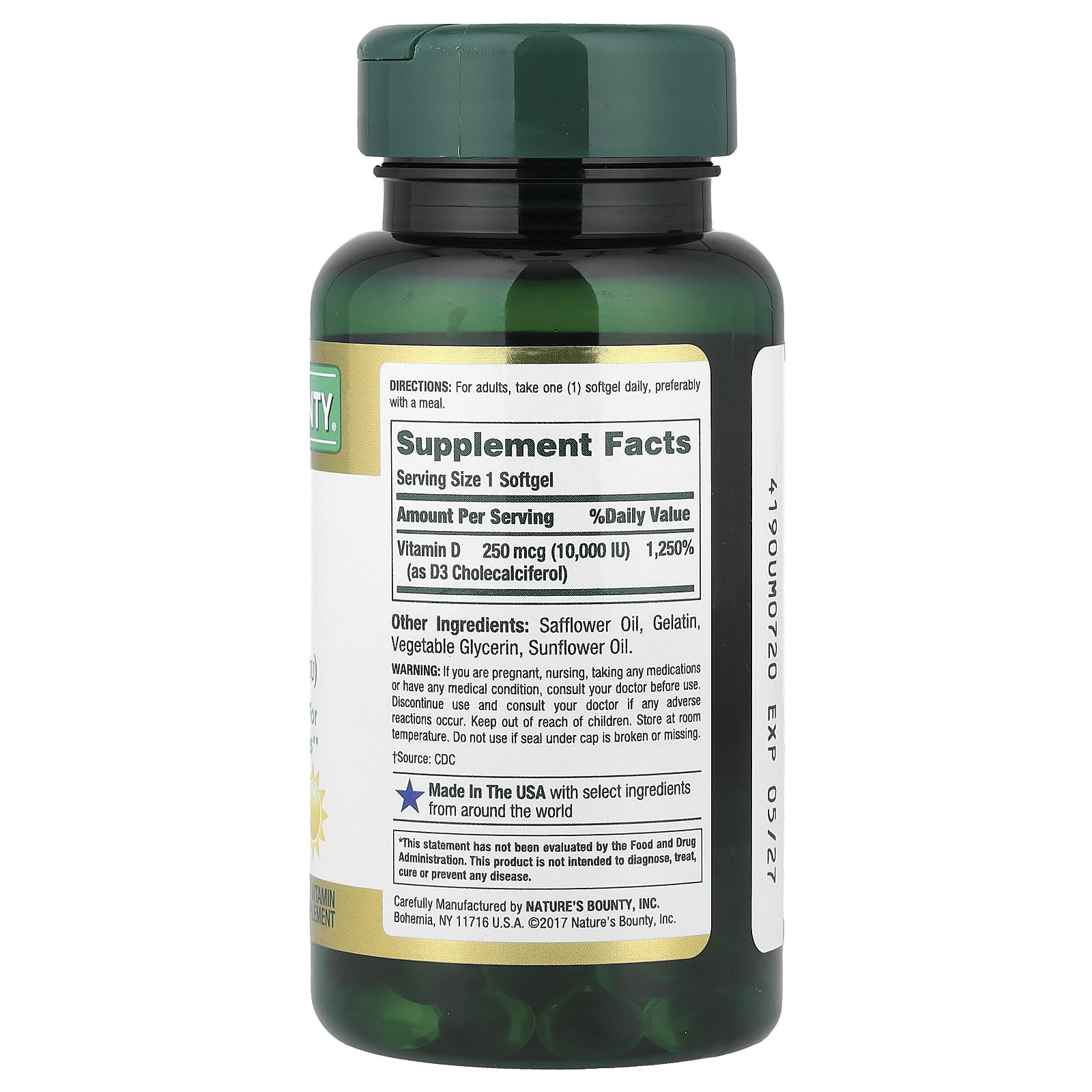 Nature's Bounty Vitamin D3 – 250 µg — photo 2 sur 2