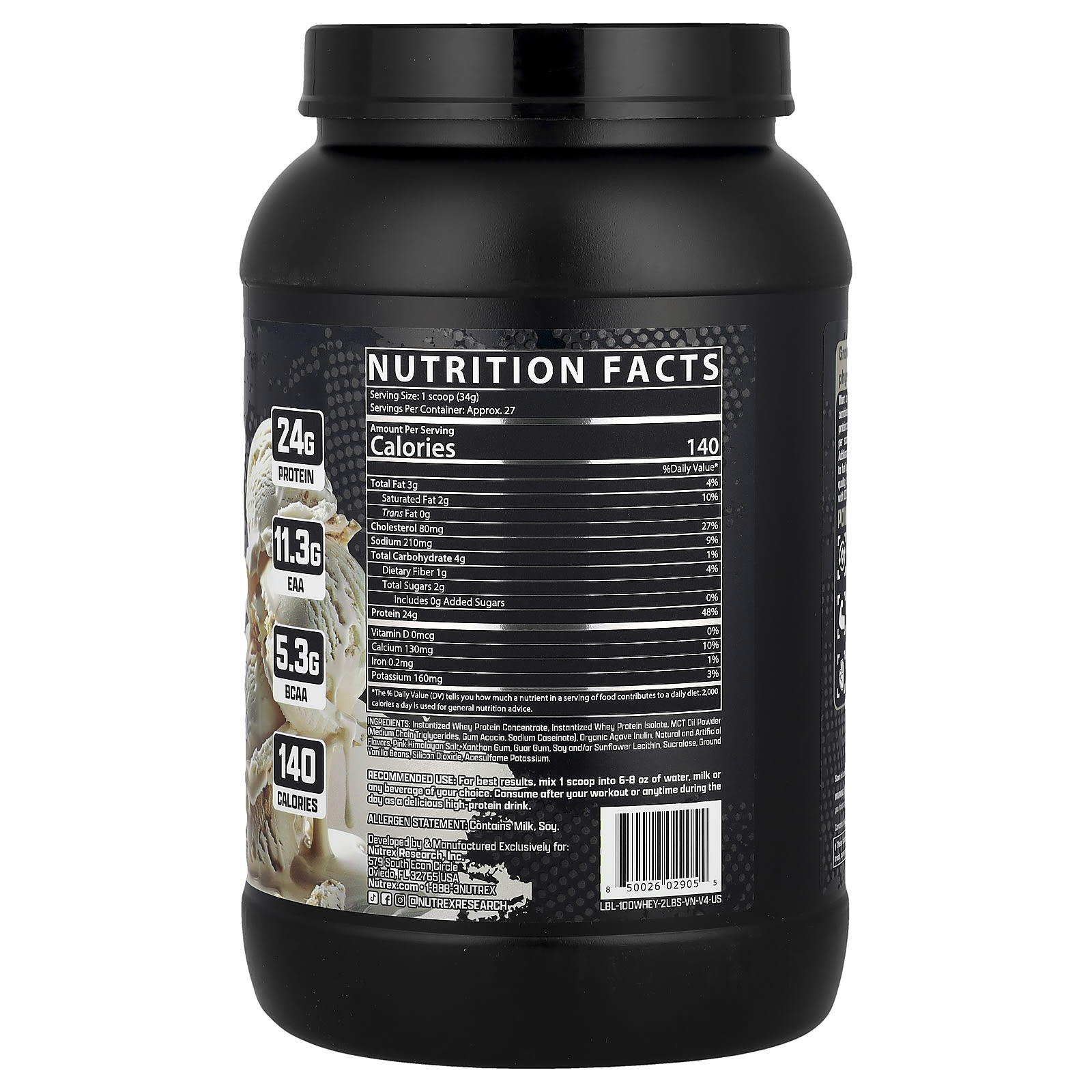 Nutrex Research 100% Whey Protein – Vanilla – 913 g — photo 2 sur 2