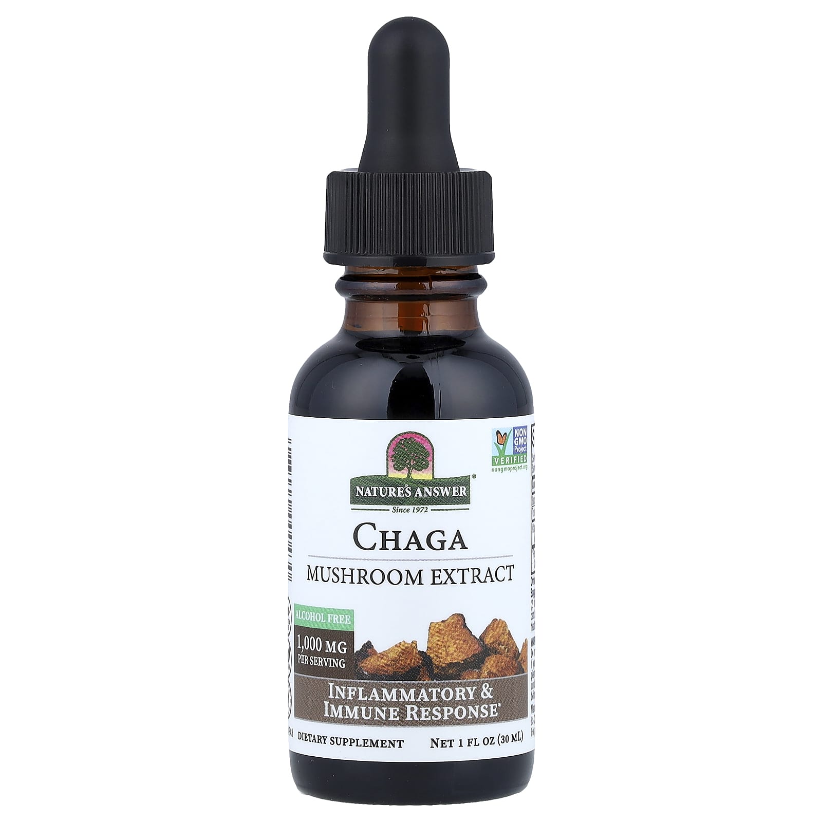 Nature's Answer Chaga, Mushroom Extract, Alcohol Free – 30 ml — étiquette 1