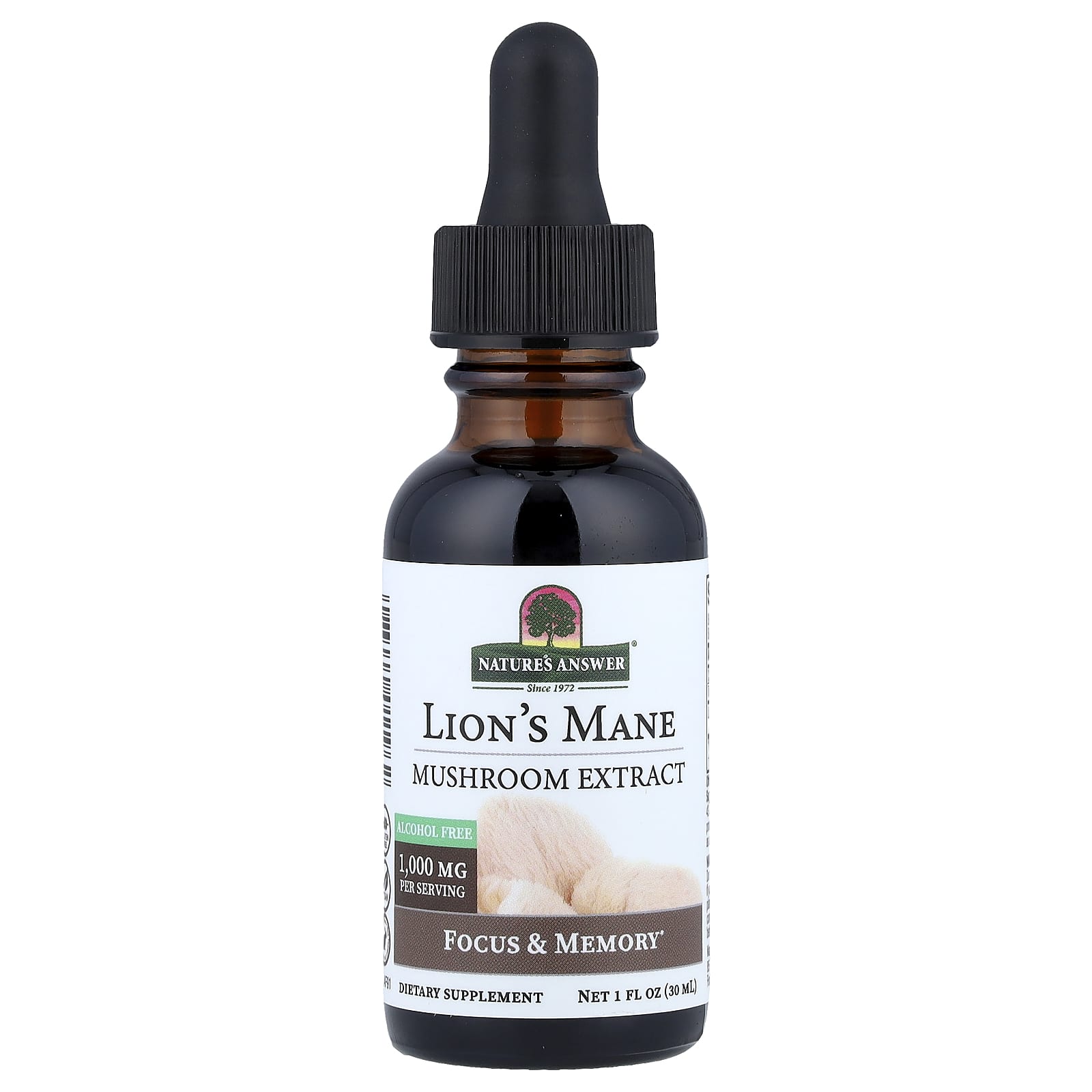Nature's Answer Lion's Mane, Mushroom Extract, Alcohol Free – 30 ml — étiquette 1