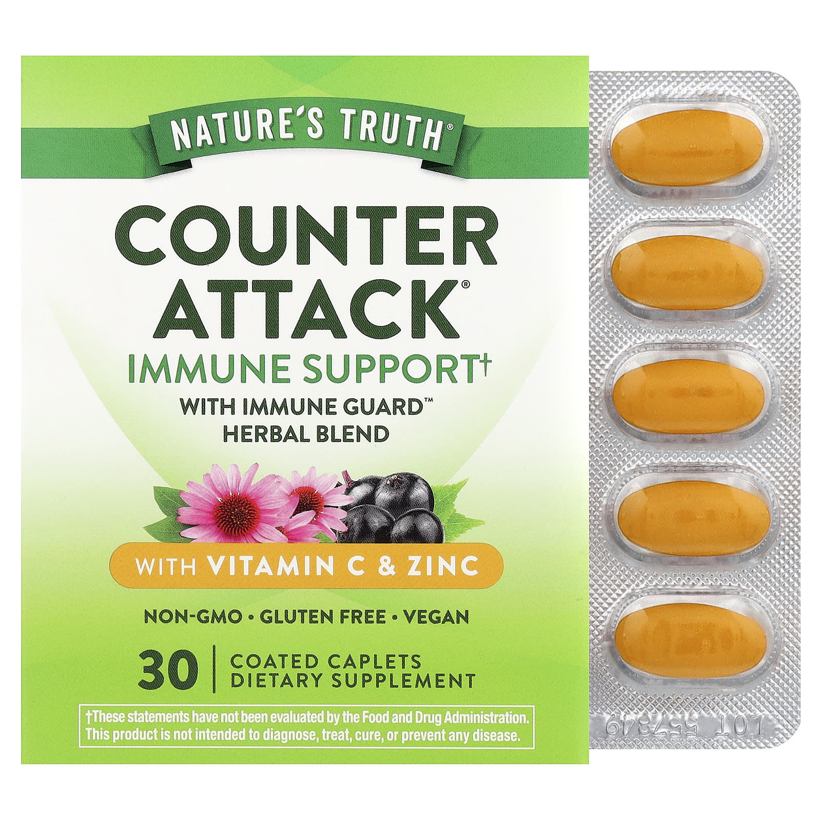Nature's Truth Counter Attack with Vitamin C & Zinc, 30 Coated Caplets — Tunisie