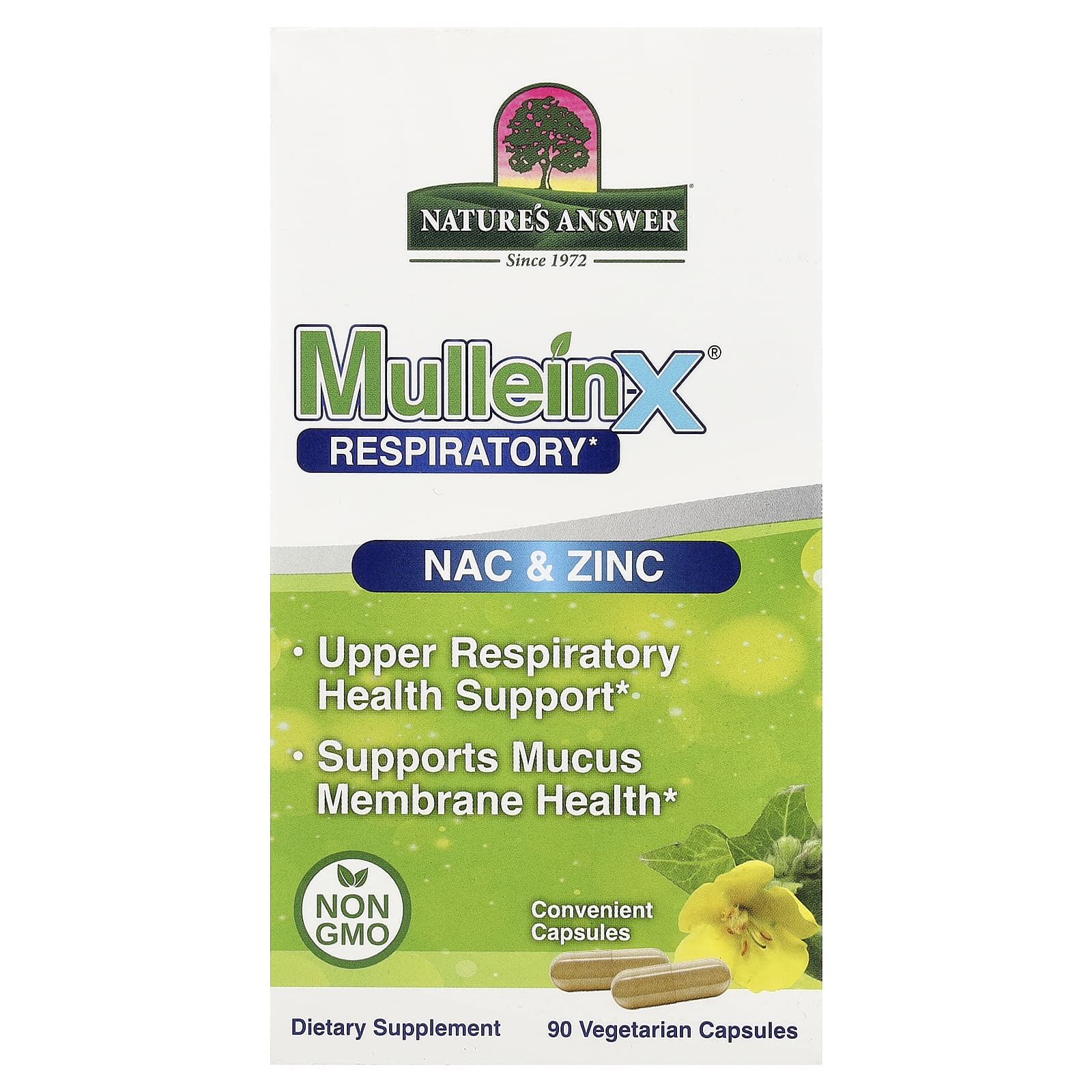 Nature's Answer MulleinX Respiratory, NAC & Zinc – 90 gélules végétales — Tunisie