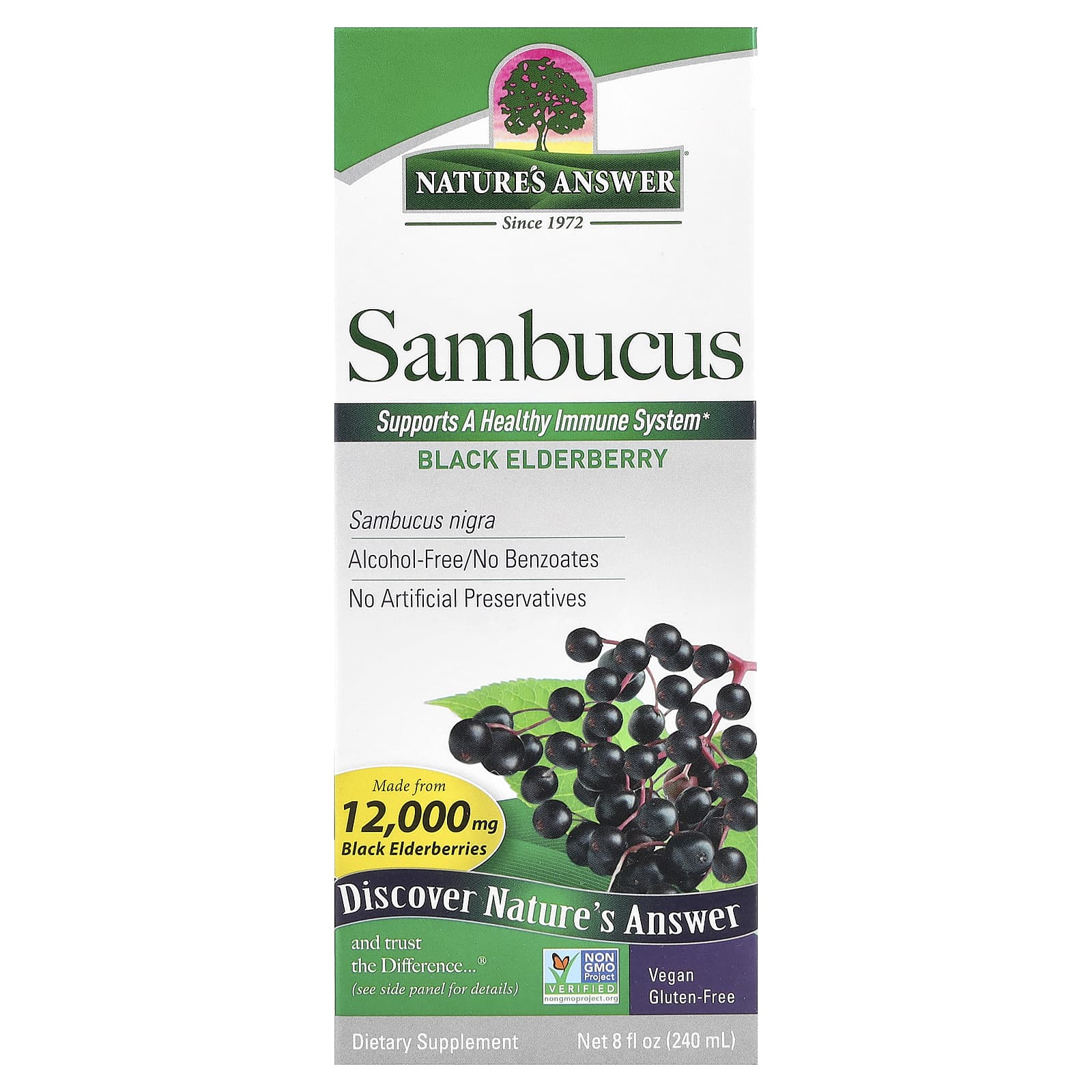 Nature's Answer Sambucus, Alcohol-Free – Black Elderberry – 240 ml — Tunisie