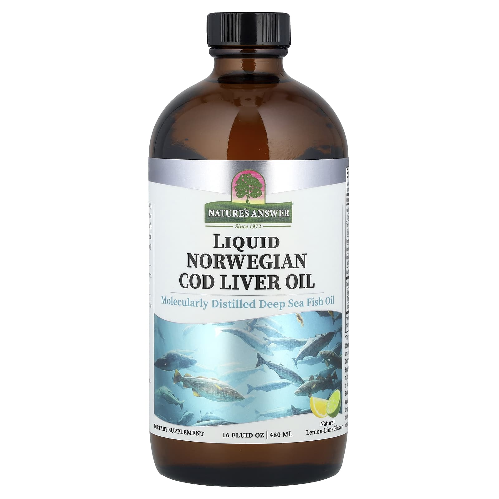 Nature's Answer Liquid Norwegian Cod Liver Oil – Natural Lemon-Lime – 480 ml — Tunisie