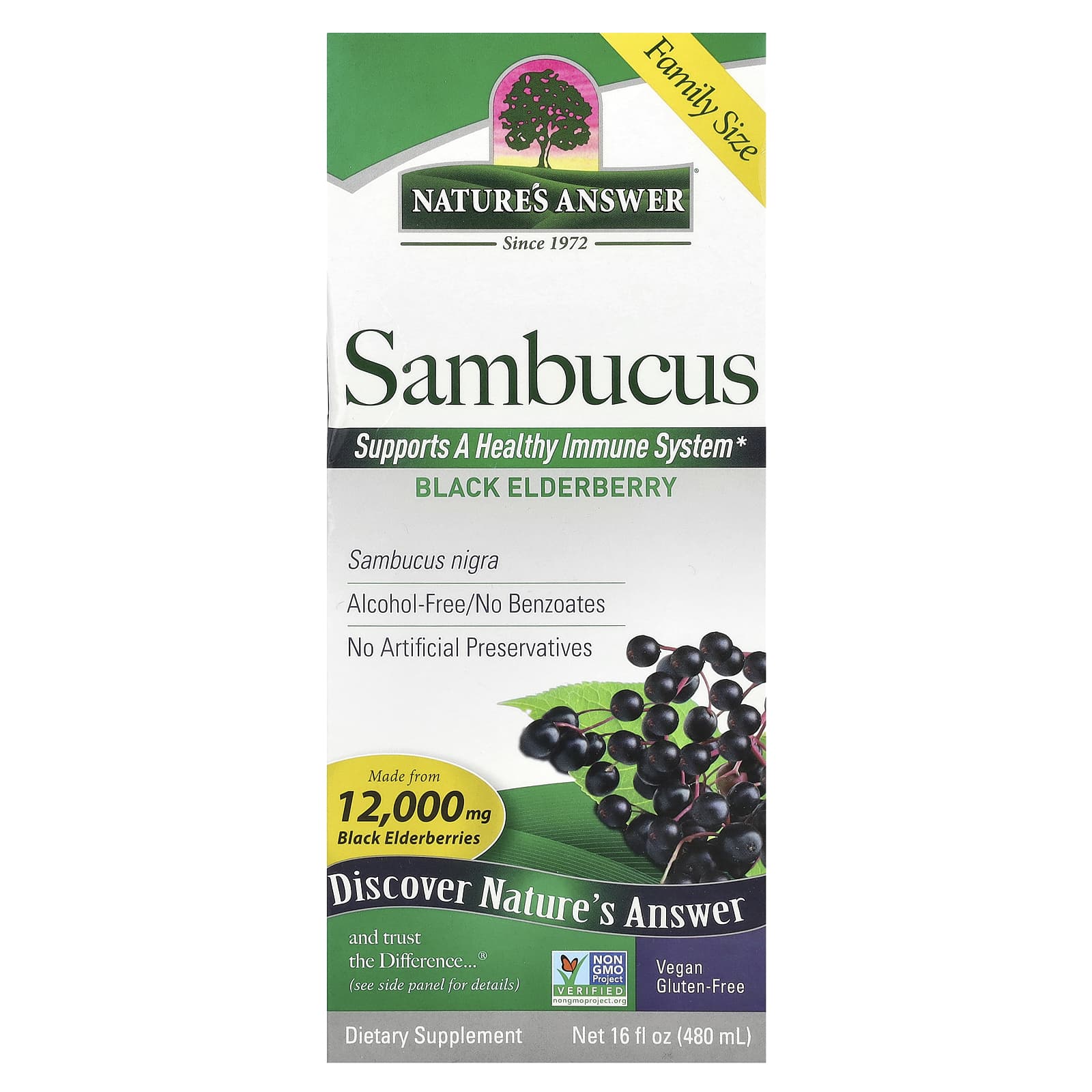 Nature's Answer Sambucus, Alcohol-Free – Black Elderberry – 480 ml — Tunisie