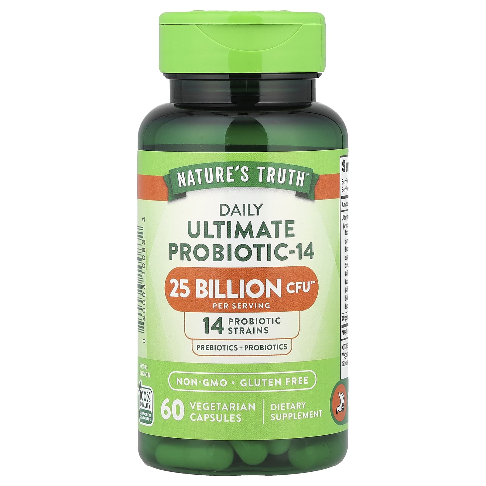 Nature's Truth Daily Ultimate Probiotic-14 – 60 gélules végétales — étiquette 1