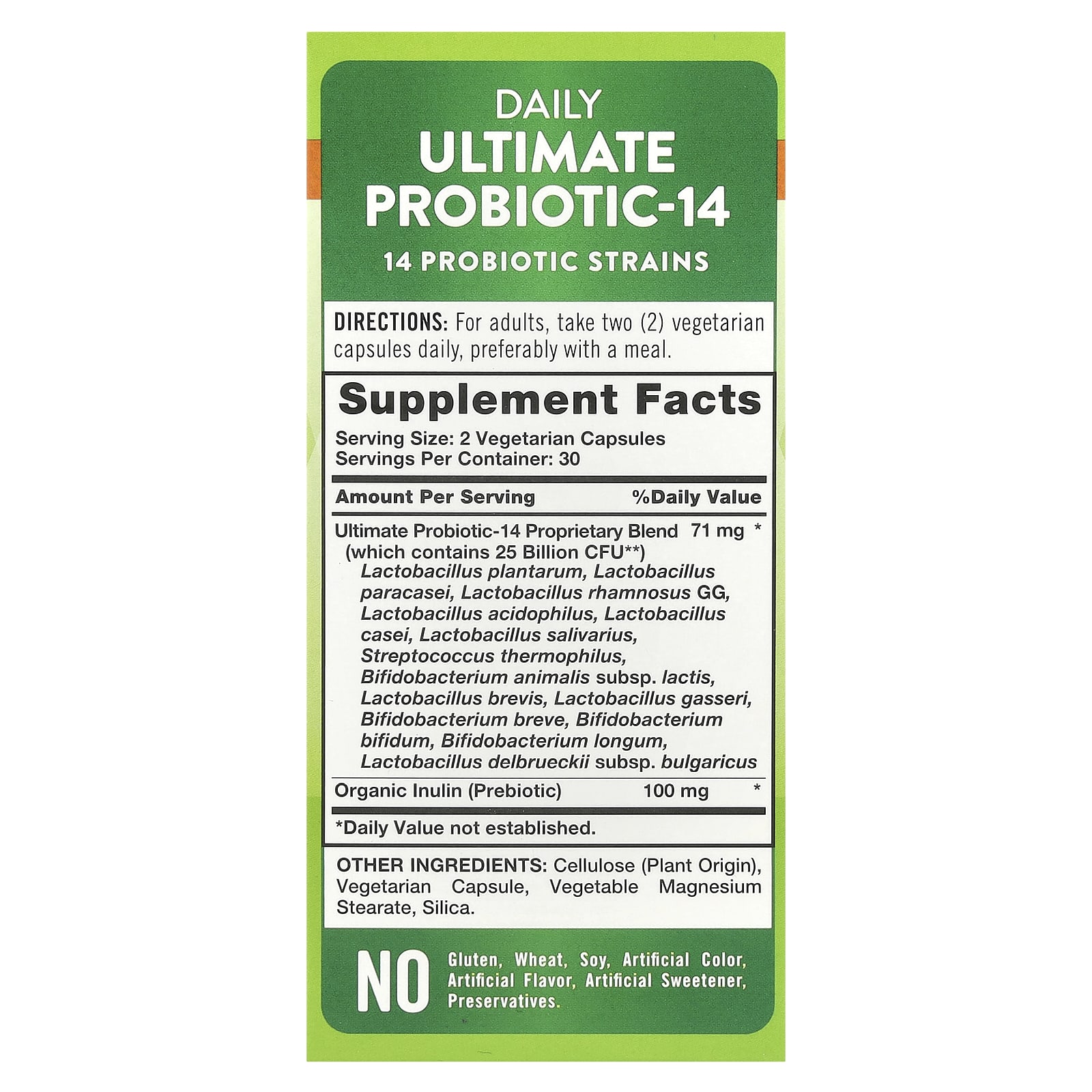 Nature's Truth Daily Ultimate Probiotic-14 – 60 gélules végétales — photo 2 sur 2
