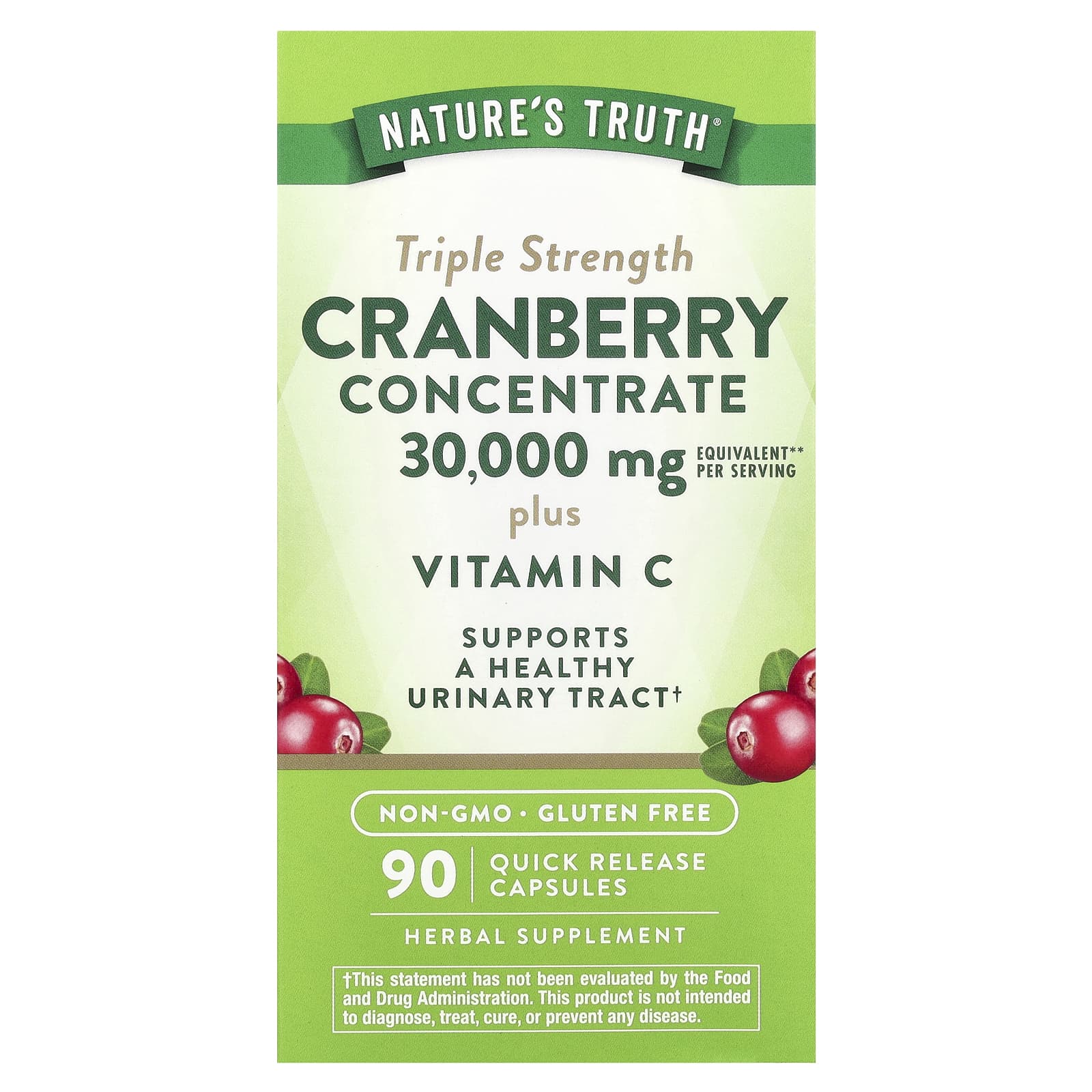 Nature's Truth Cranberry Concentrate Plus Vitamin C, Triple Strength, 90 Quick Release Capsules – Cranberry Concentrate Plus Vitamin C — Tunisie