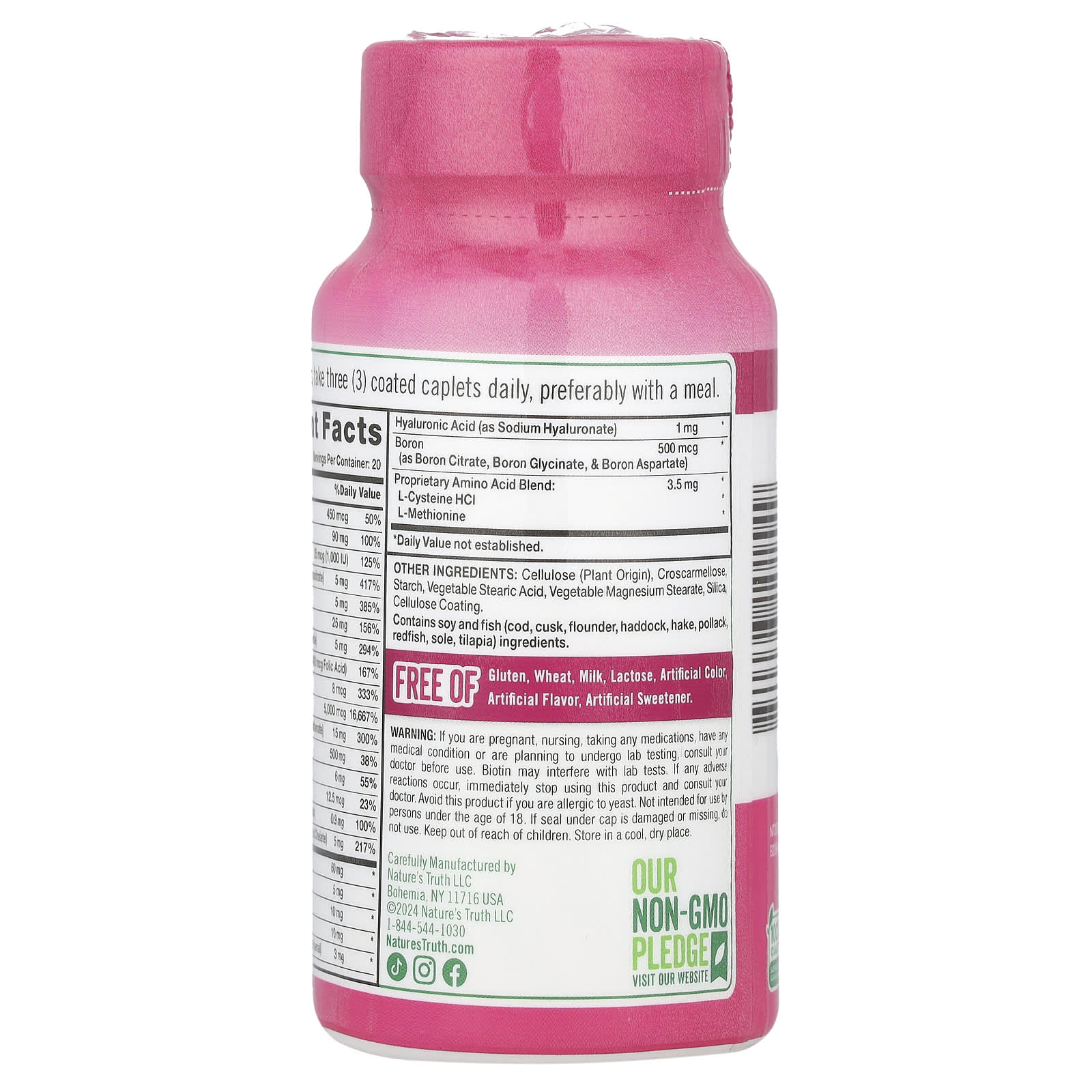 Nature's Truth Ultra Hair, Skin & Nails Plus Biotin, 60 Coated Caplets — étiquette 1