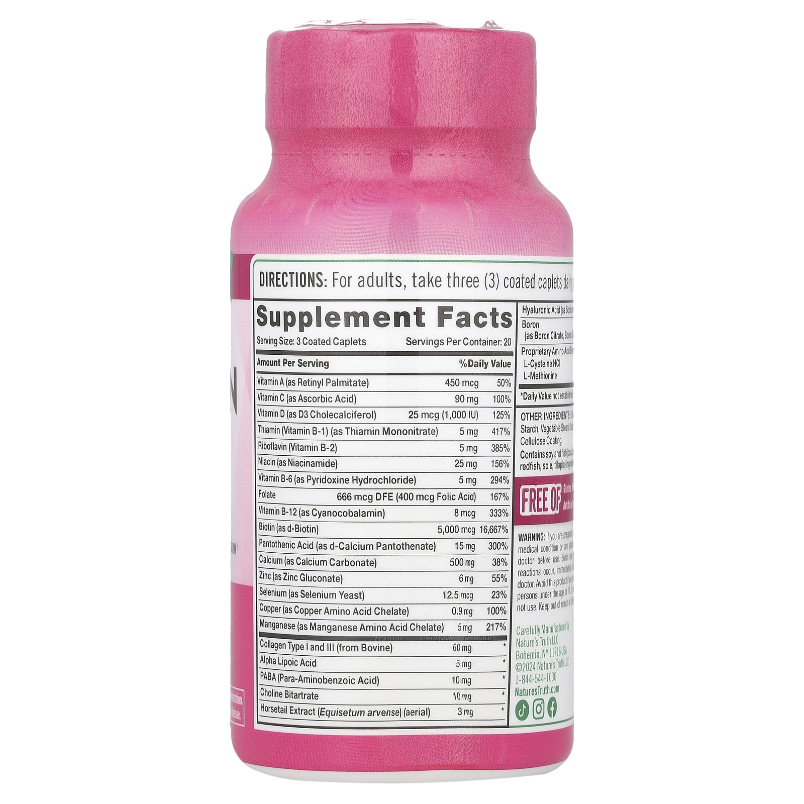 Nature's Truth Ultra Hair, Skin & Nails Plus Biotin, 60 Coated Caplets — photo 2 sur 2