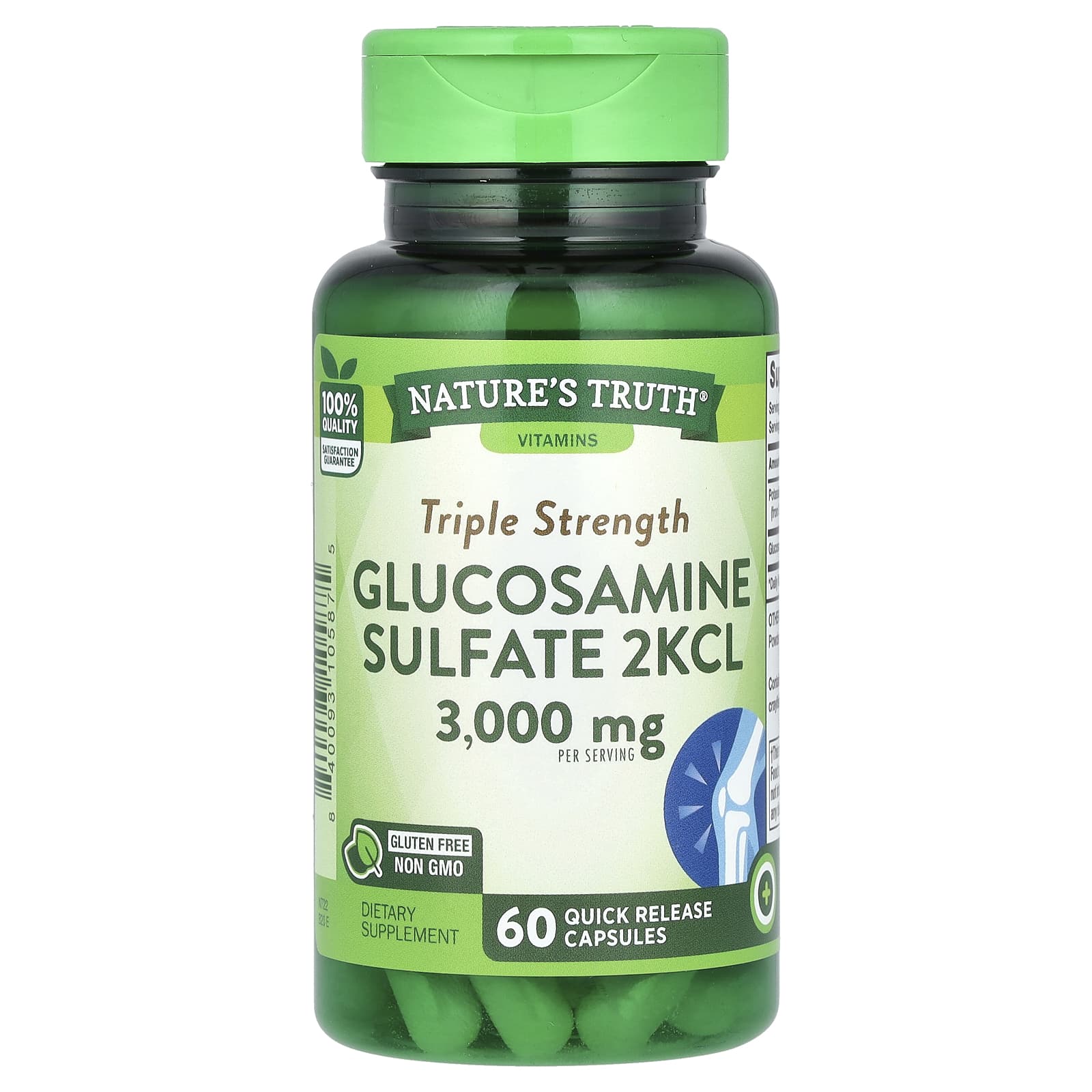 Nature's Truth Triple Strength Glucosamine Sulfate 2KCL, 60 Quick Release Capsules (1, 000 mg per Capsule) — Tunisie