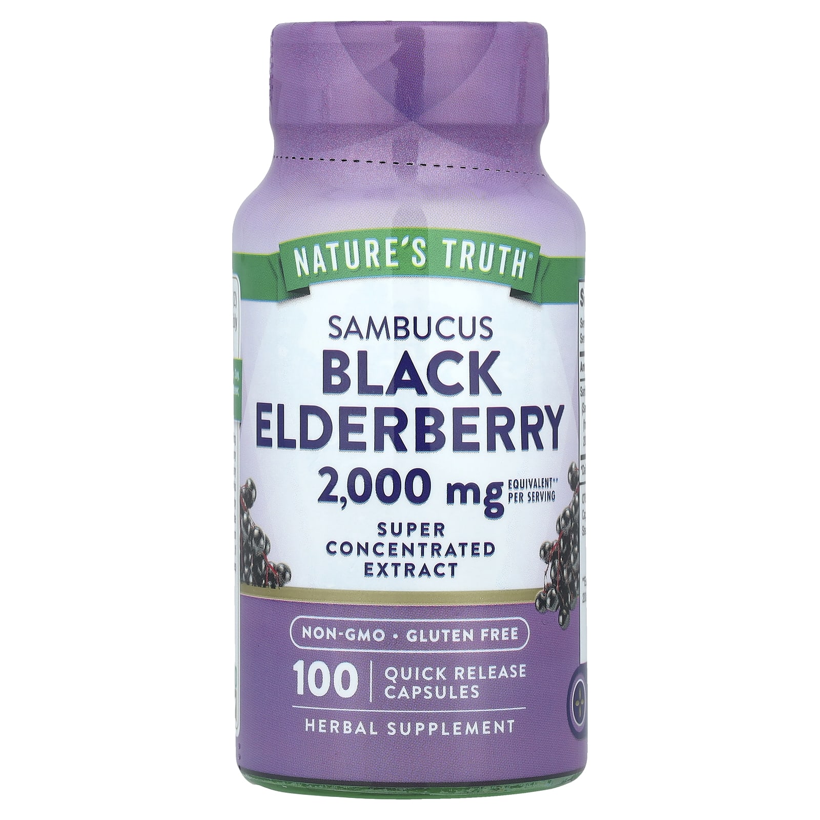 Nature's Truth Sambucus Black Elderberry, 100 Quick Release Capsules (1, 000 mg per Capsule) – Sambucus Black Elderberry — Tunisie