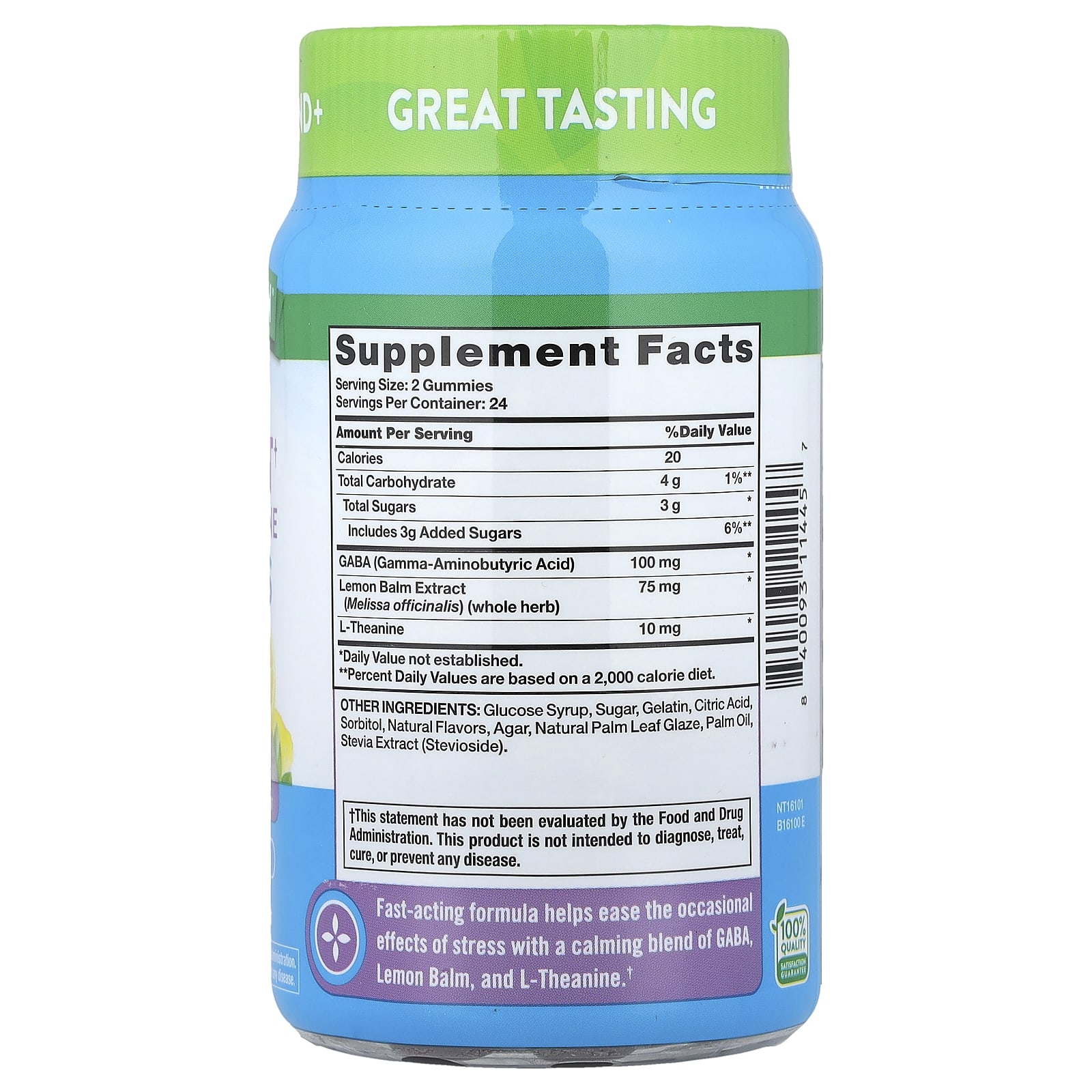 Nature's Truth Stress Support + GABA, L-Theanine – Lemon & Strawberry – 48 gommes — photo 2 sur 2