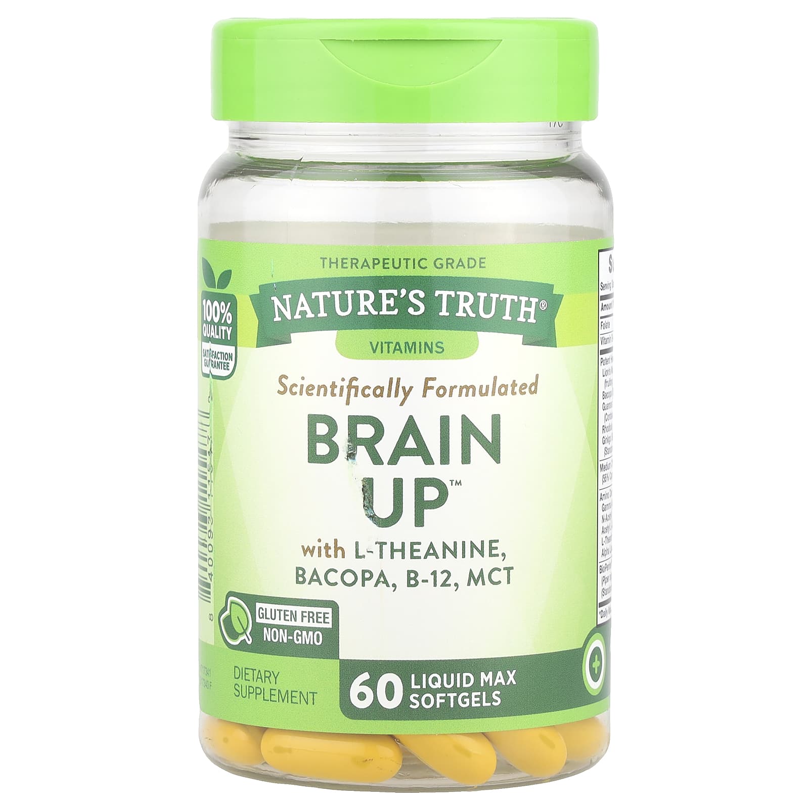 Nature's Truth Brain Up, With L-Theanine, Bacopa, B-12, MCT, 60 Liquid Max Softgels — Tunisie