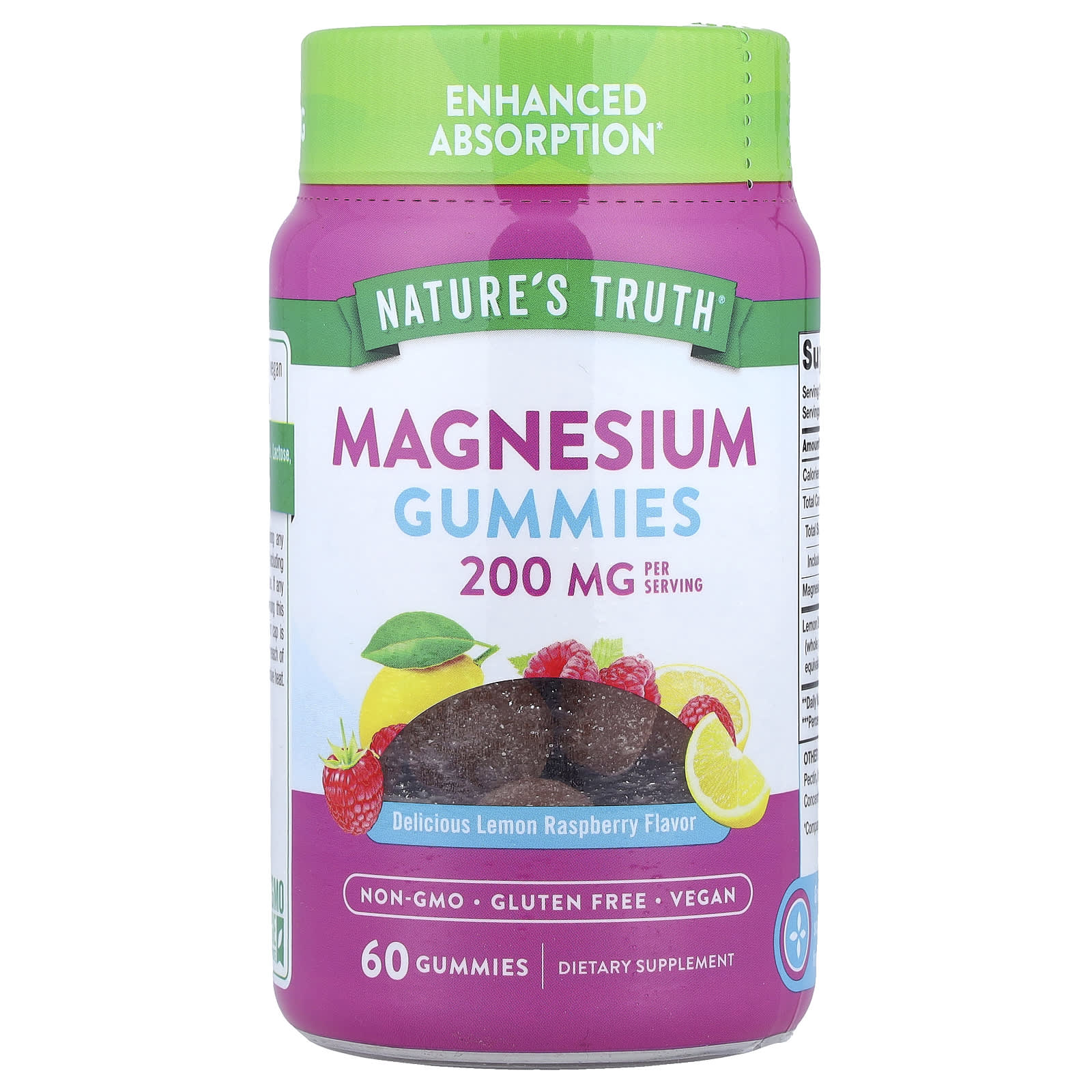 Nature's Truth Magnesium Gummies – Delicious Lemon Raspberry – 60 gommes — Tunisie