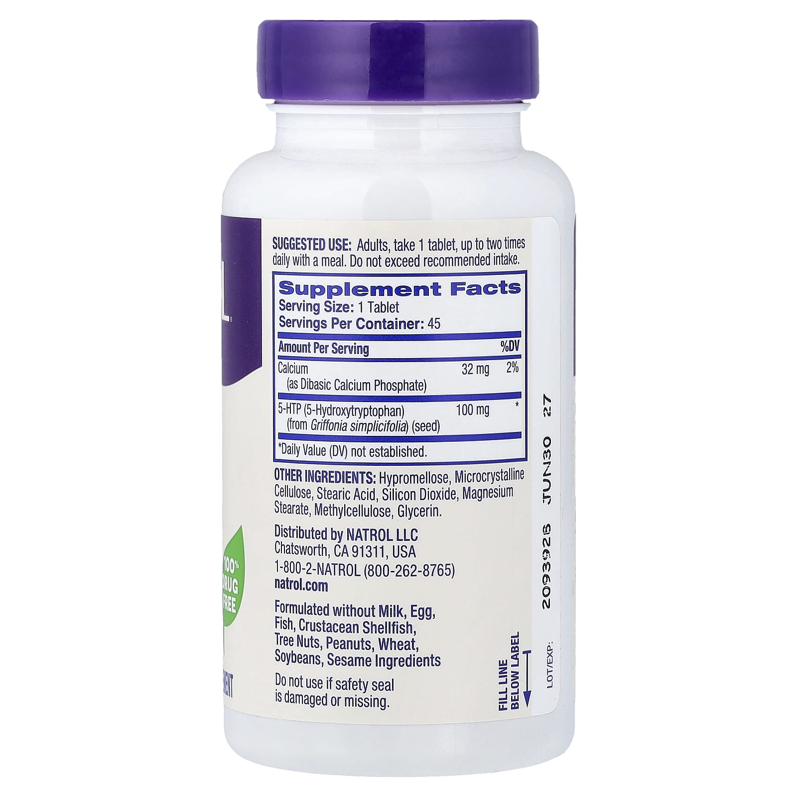 Natrol 5-HTP, Time Release – 45 comprimés — photo 2 sur 2