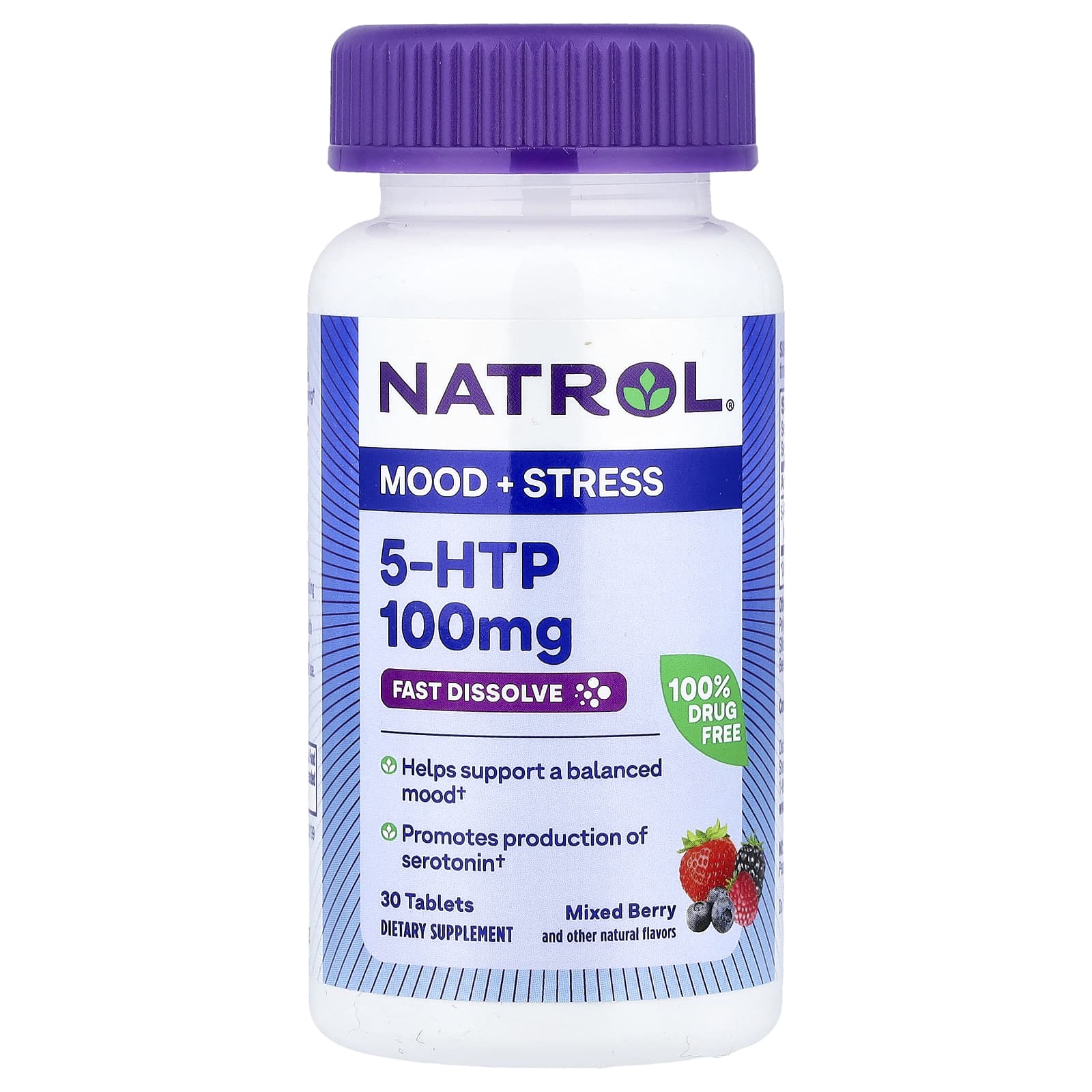 Natrol 5-HTP, Fast Dissolve – Mixed Berry – 30 comprimés — Tunisie