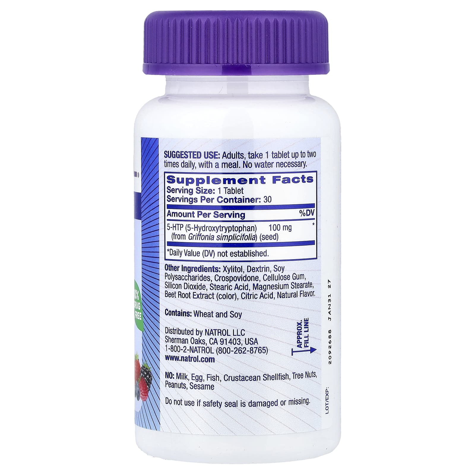 Natrol 5-HTP, Fast Dissolve – Mixed Berry – 30 comprimés — photo 2 sur 2